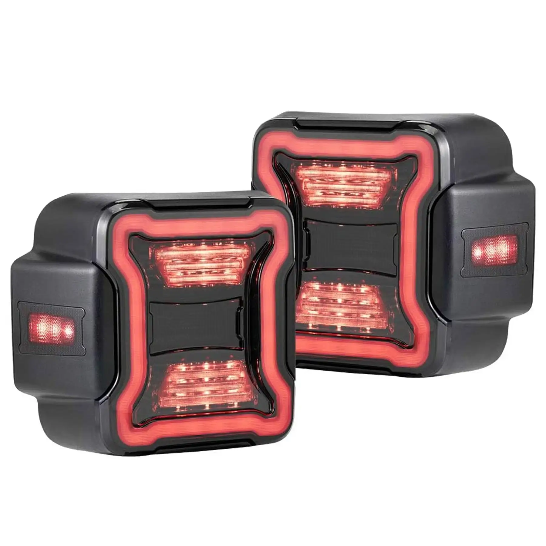 FieryRed Red LED Brake Reverse Running Tail Lights for Jeep Wrangler (2 Pack)