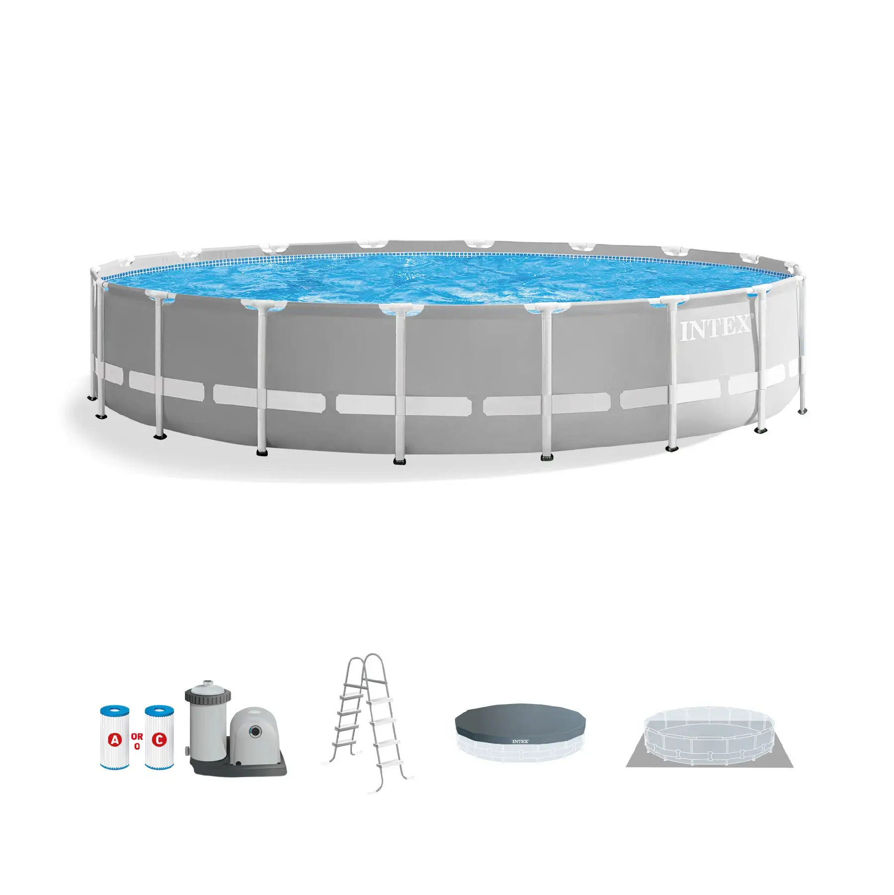 Intex 20ft x 52in Prism Frame Above Ground Swimming Pool Set with Filter Pump