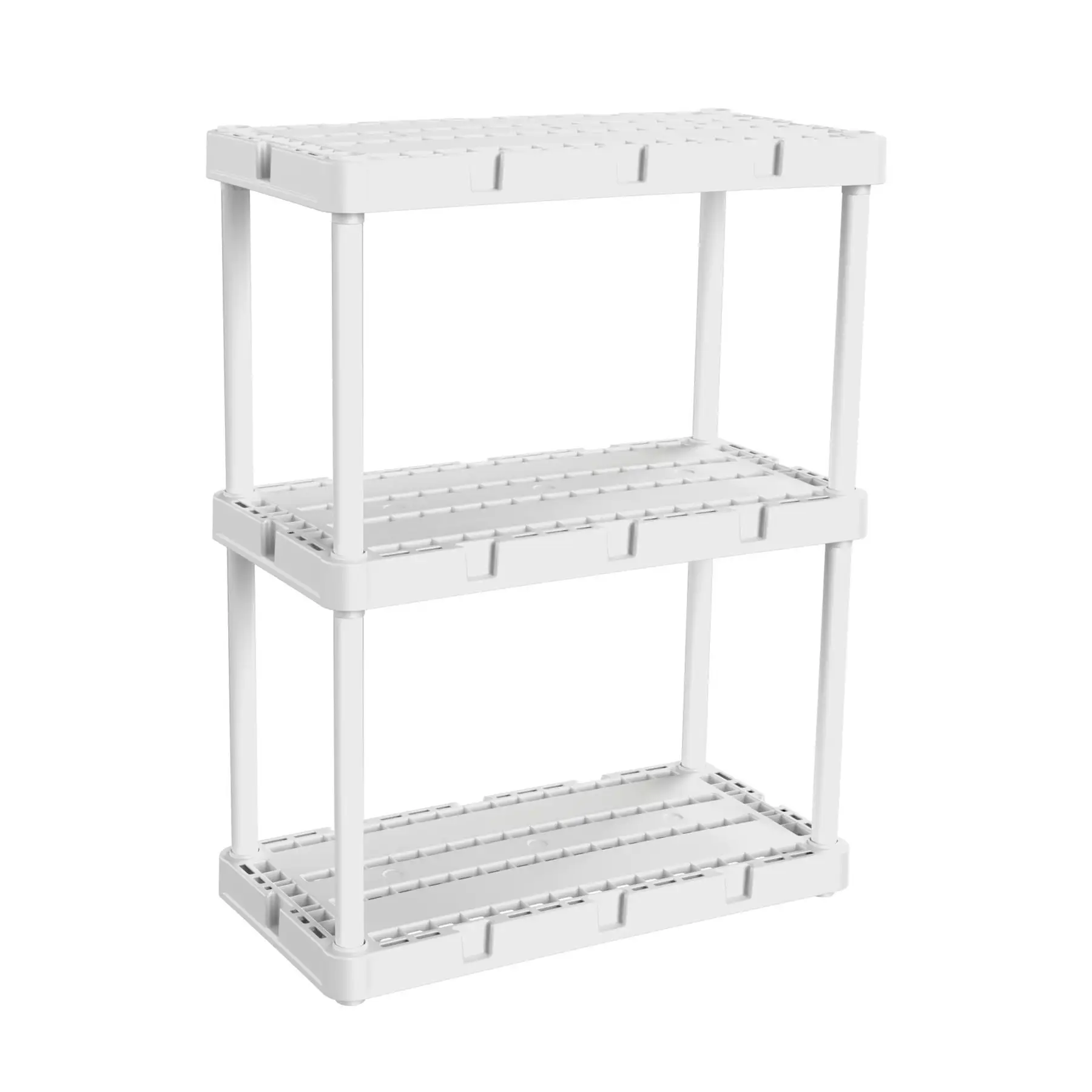 Gracious Living 3 Shelf Knect-A-Shelf Fixed Height Light Duty Storage Unit,White