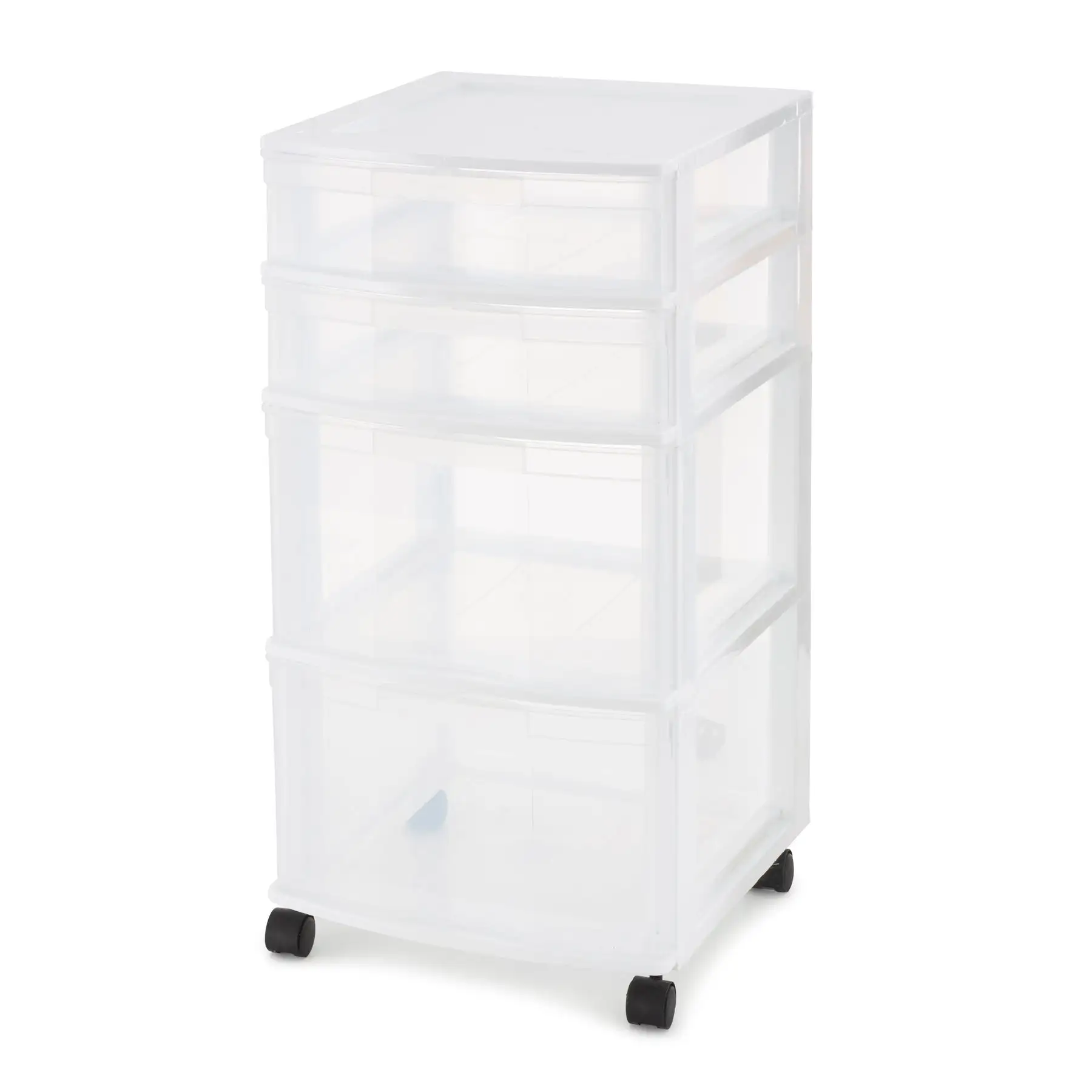 Gracious Living Resin Clear 4 Drawer Storage Chest System with Casters, White