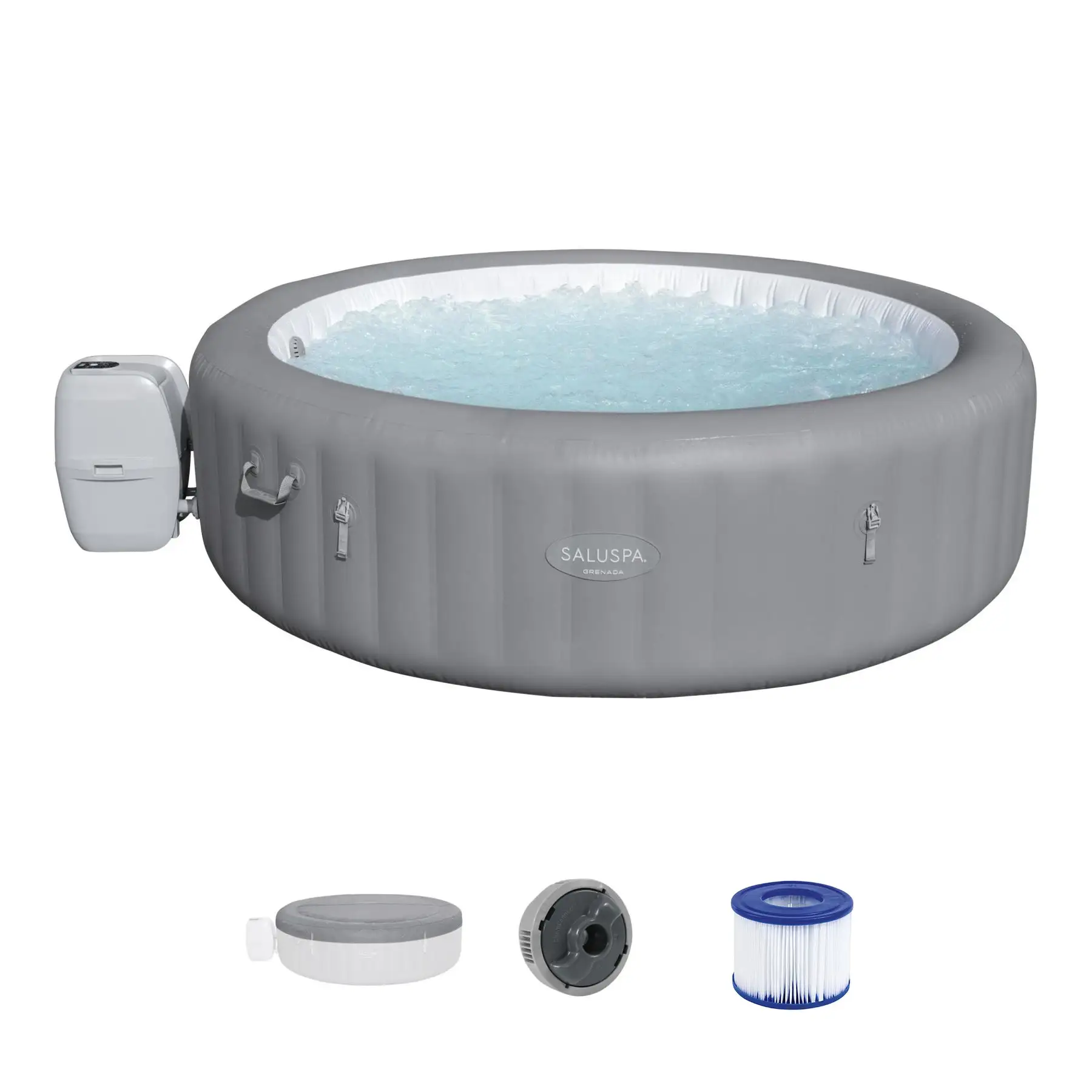 Bestway SaluSpa Grenada AirJet? Inflatable Hot Tub with 190 Soothing Jets, Gray