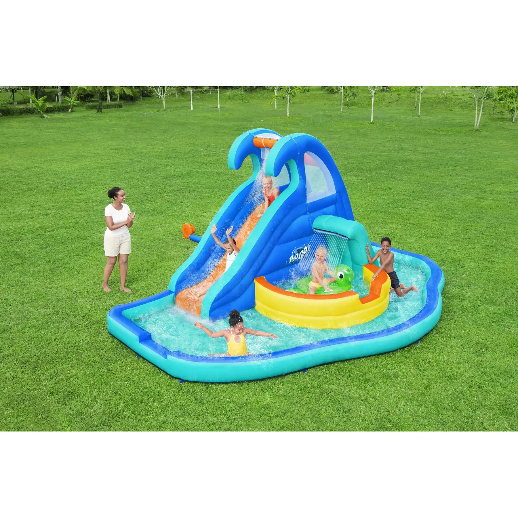 Bestway H2OGO! Wavetastic Kids Inflatable Water Park & Turtle Pool Ride ...