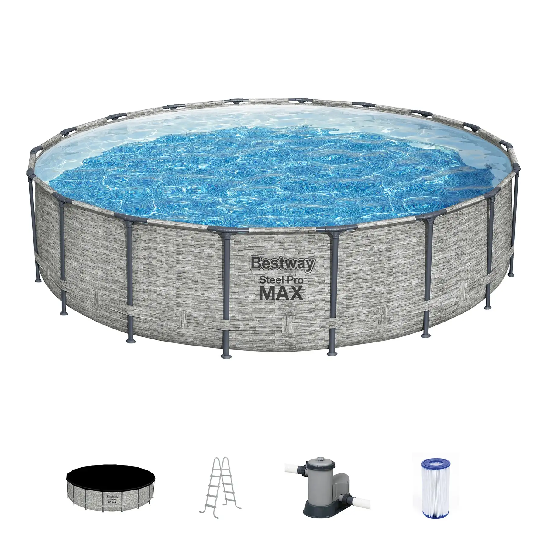 Bestway Steel Pro MAX 18'x48" Round Above Ground Swimming Pool with Pump & Cover