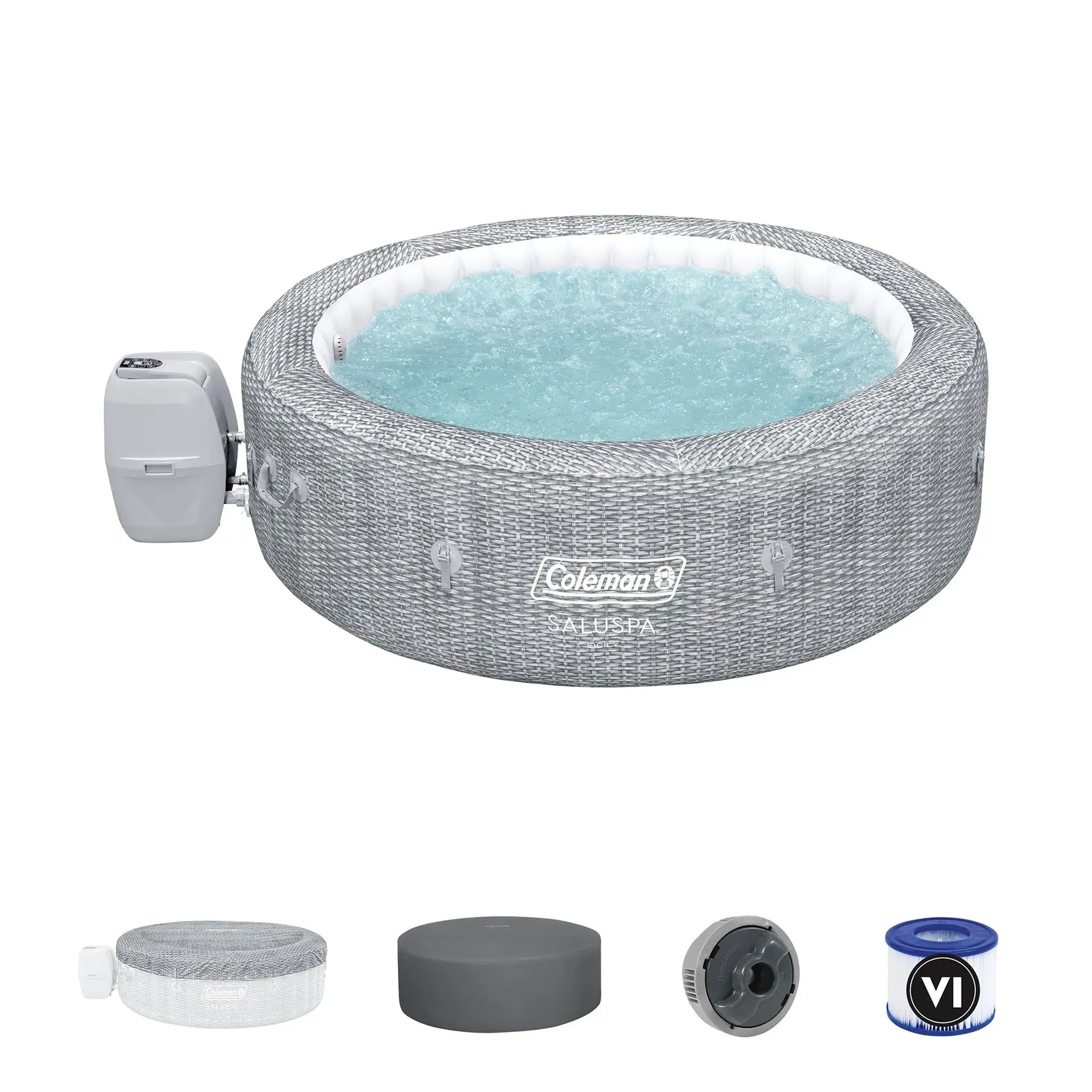 Coleman SaluSpa Sicily AirJet Inflatable Hot Tub with 180 Soothing Jets, Gray