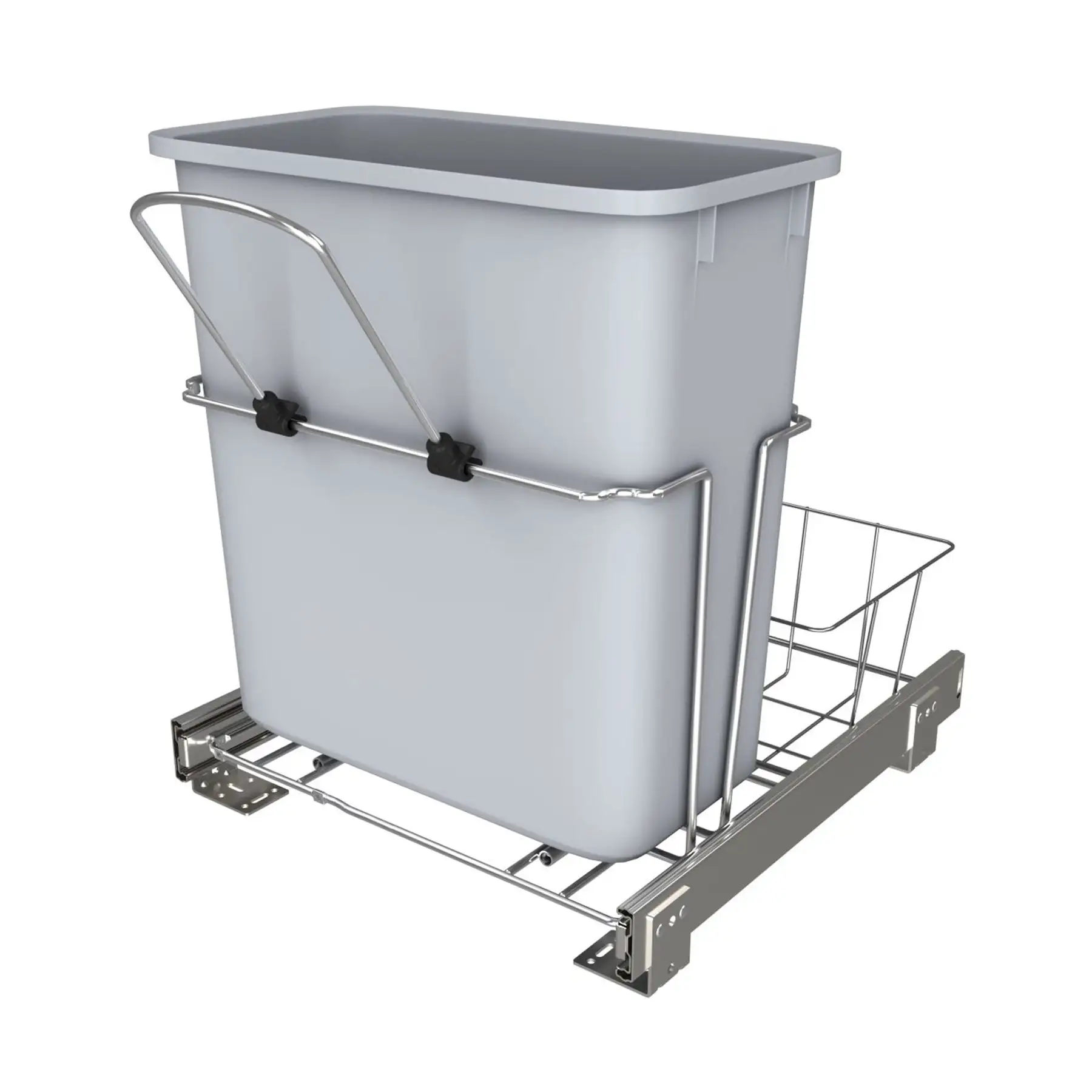 Rev-A-Shelf 20 qt. Universal Waste Container with Rear Basket, RUKD-1420RB-1