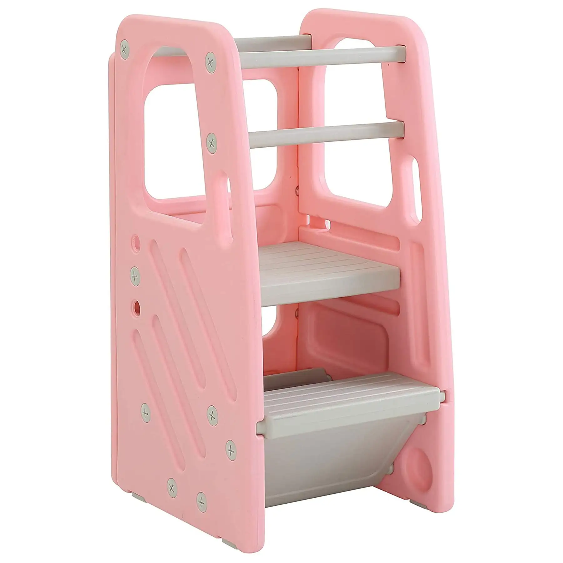 SDADI PLT01PK Children's Plastic Learning Stool with 3 Adjustable Heights, Pink