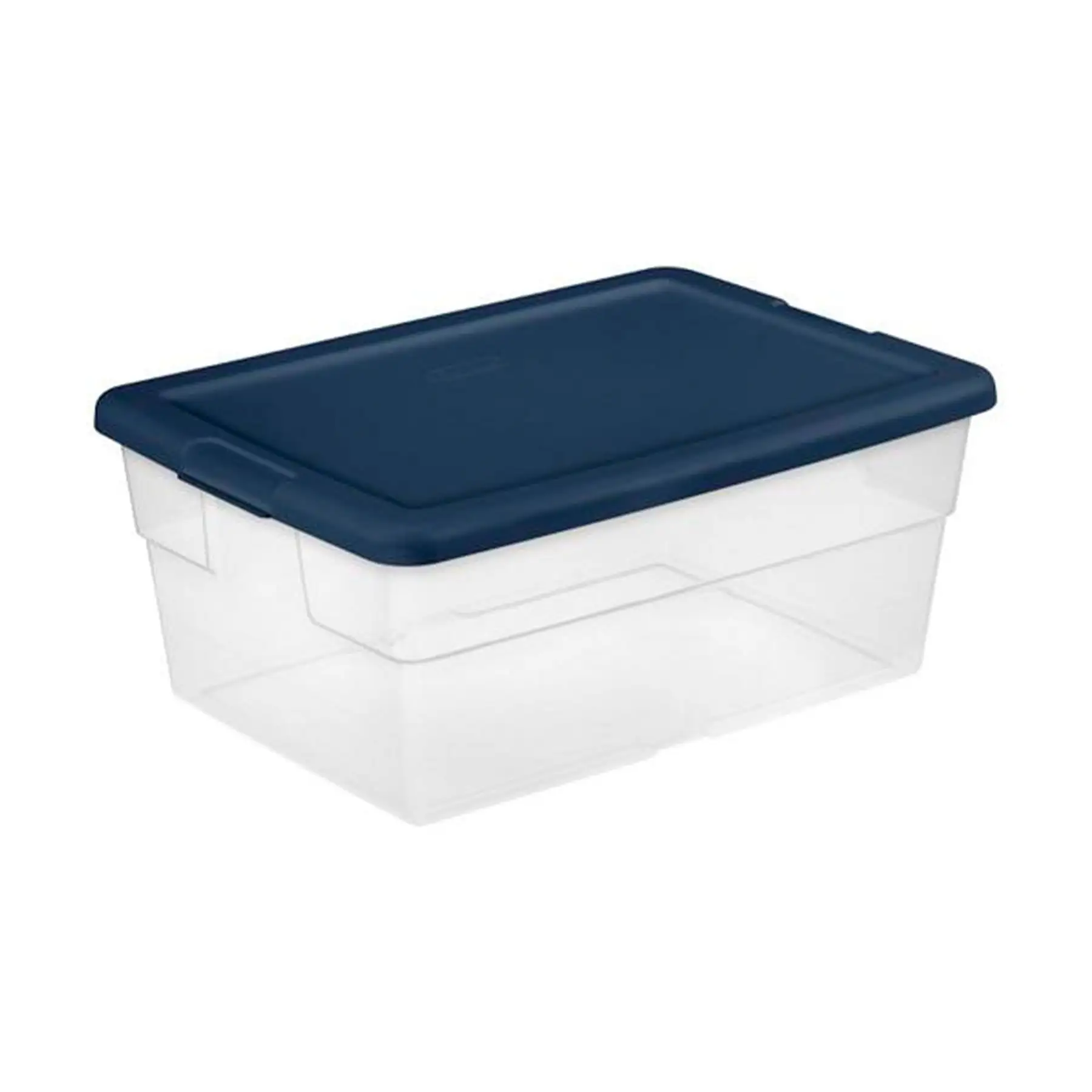 Sterilite Stackable 16 Qt Storage Box Container, Clear, Marine Blue Lid, 2 Pack