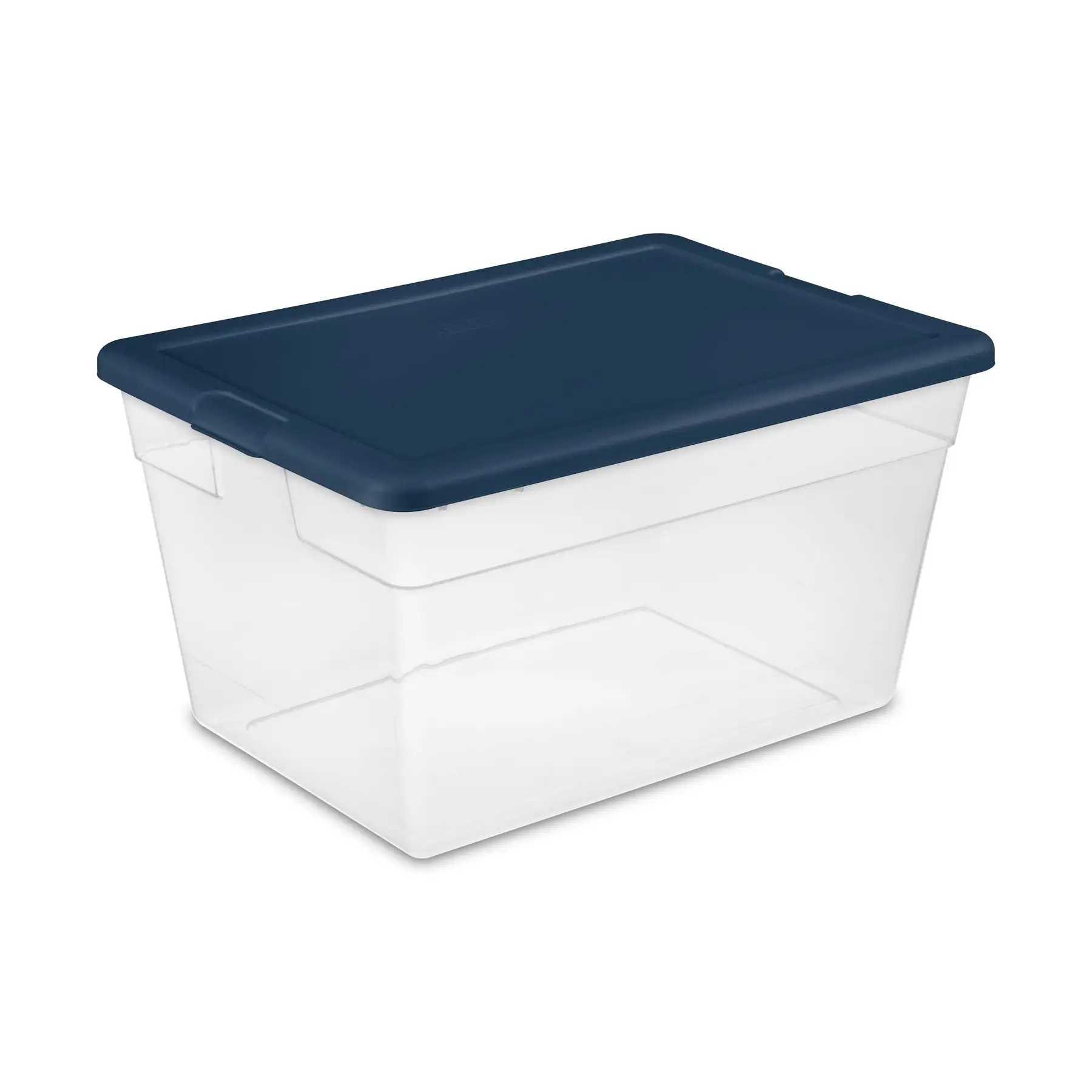 Sterilite Stackable 56 Quart Storage Tote, Clear with Marine Blue Lid (16 Pack)