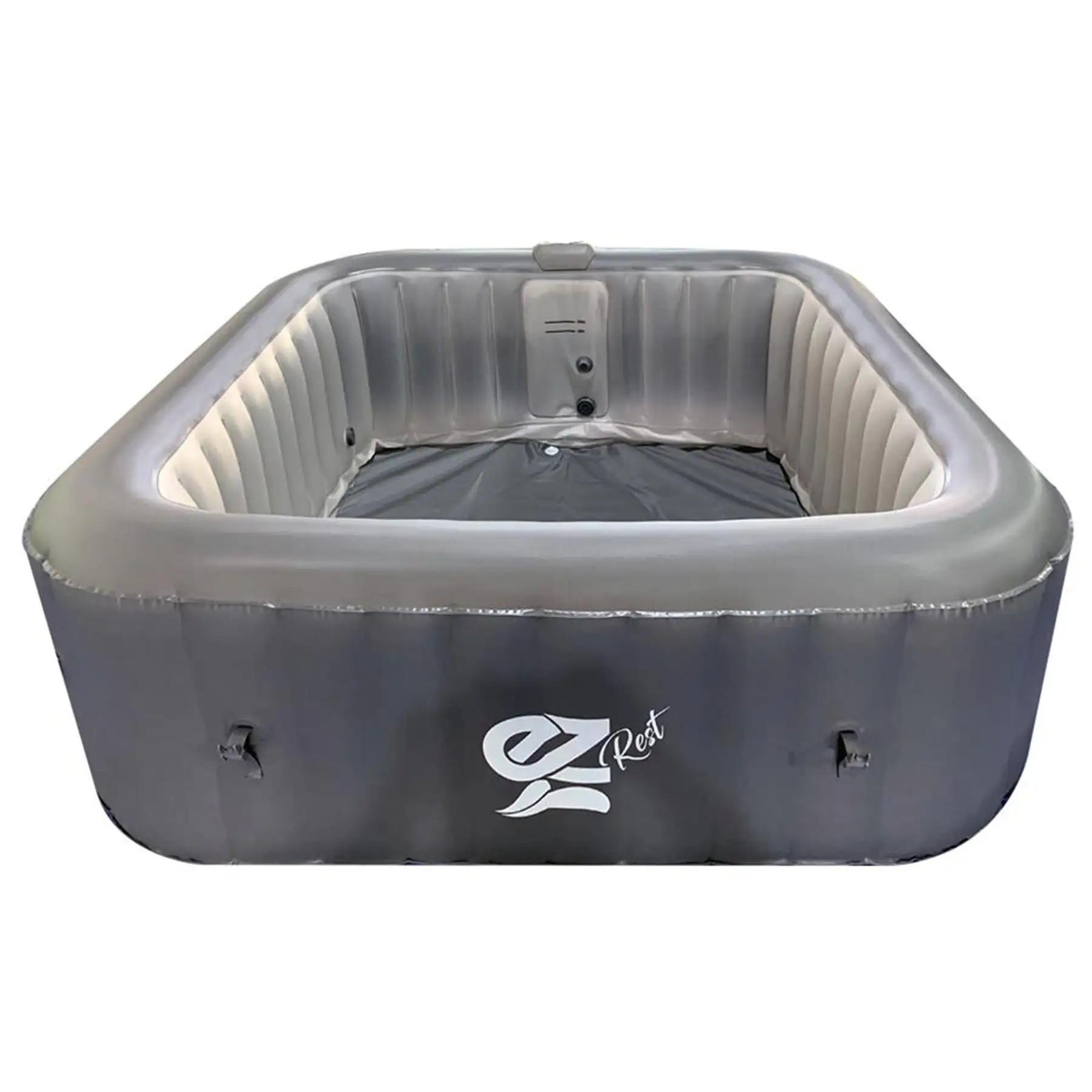 SereneLife Outdoor Portable 6 Person Inflatable Square Hot Tub with Bubble Jets