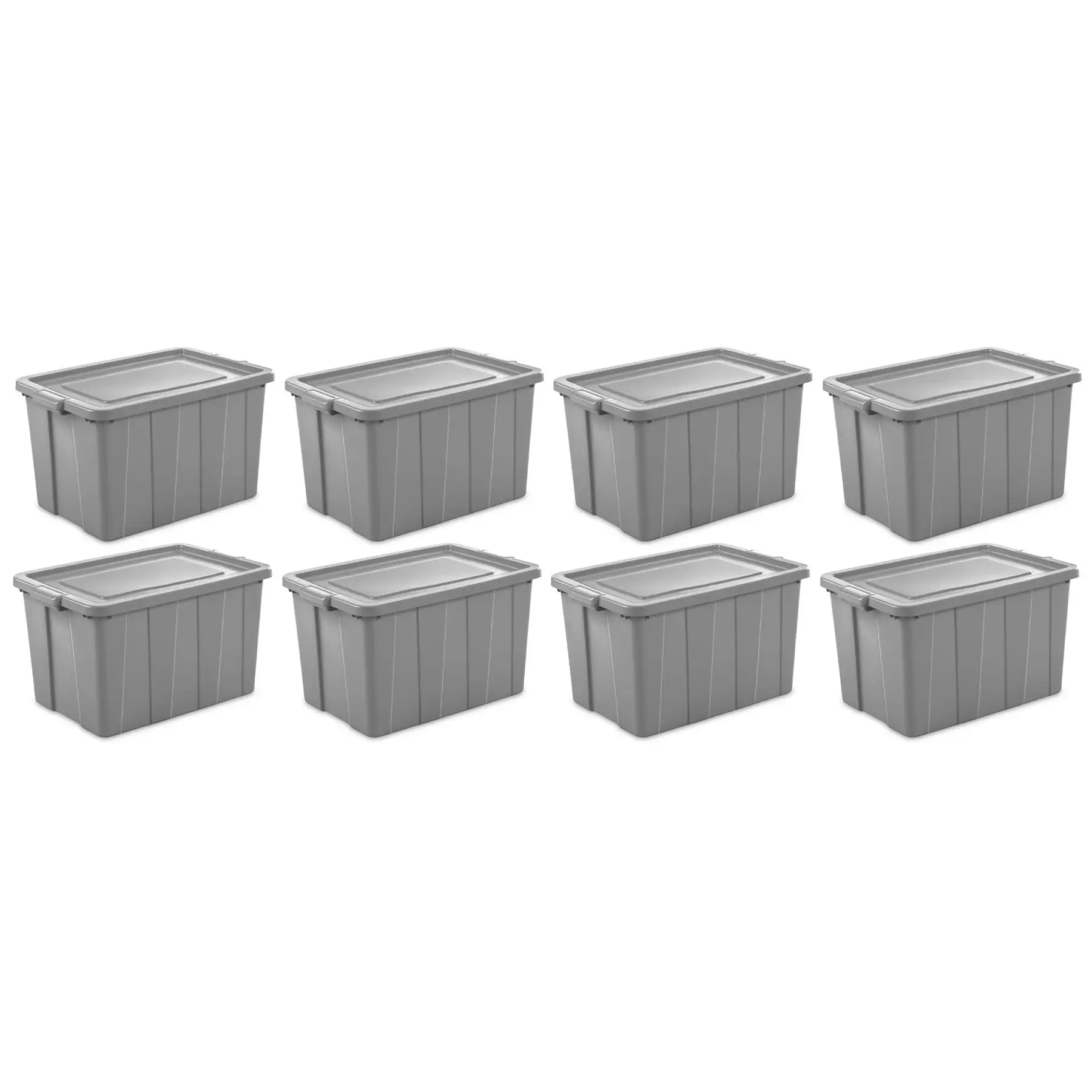 Sterilite Tuff1 30 Gallon Plastic Storage Tote Container Bin with Lid (8 Pack)