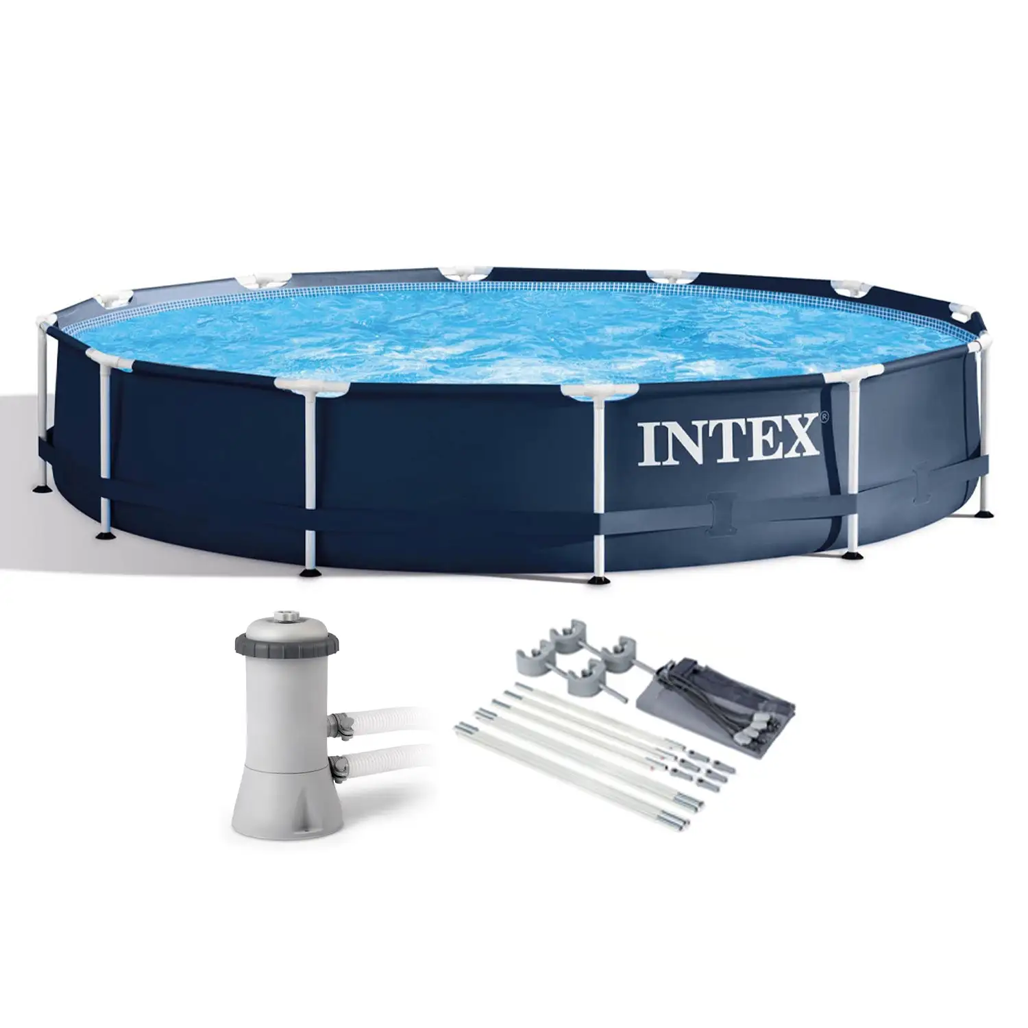 Intex 28211ST 12' x 30" Frame Round Above Ground Swimming Pool Kit with Canopy