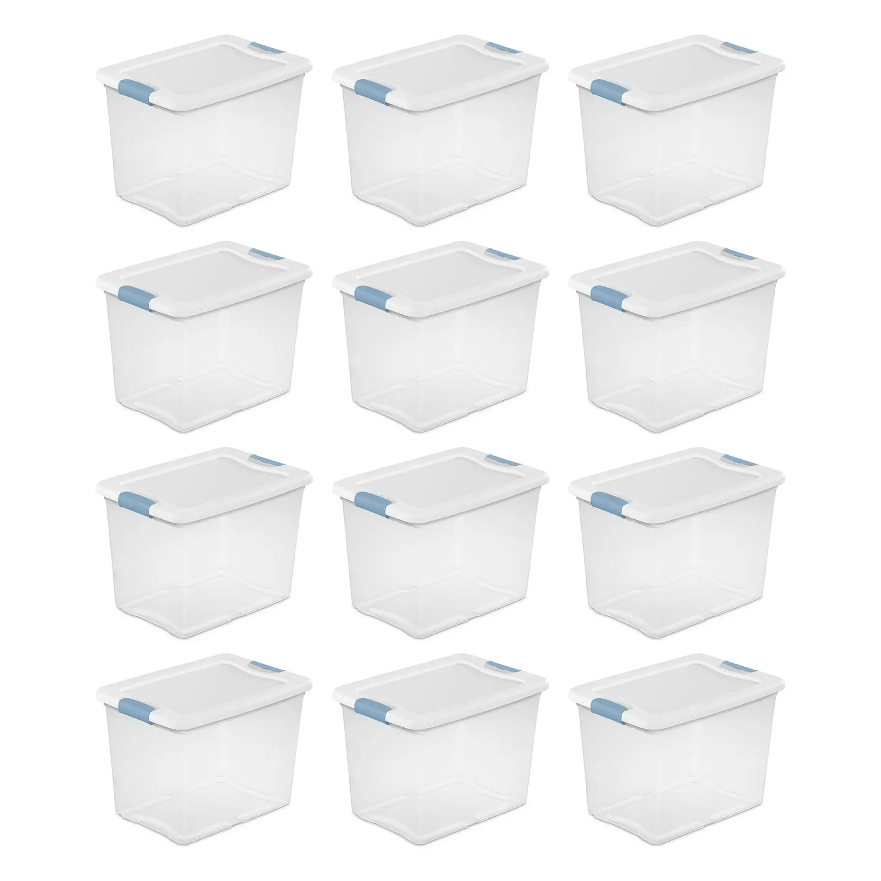 Sterilite 25 Quart Latching Storage Box, Stackable Bin with Latch Lid, 12 Pack