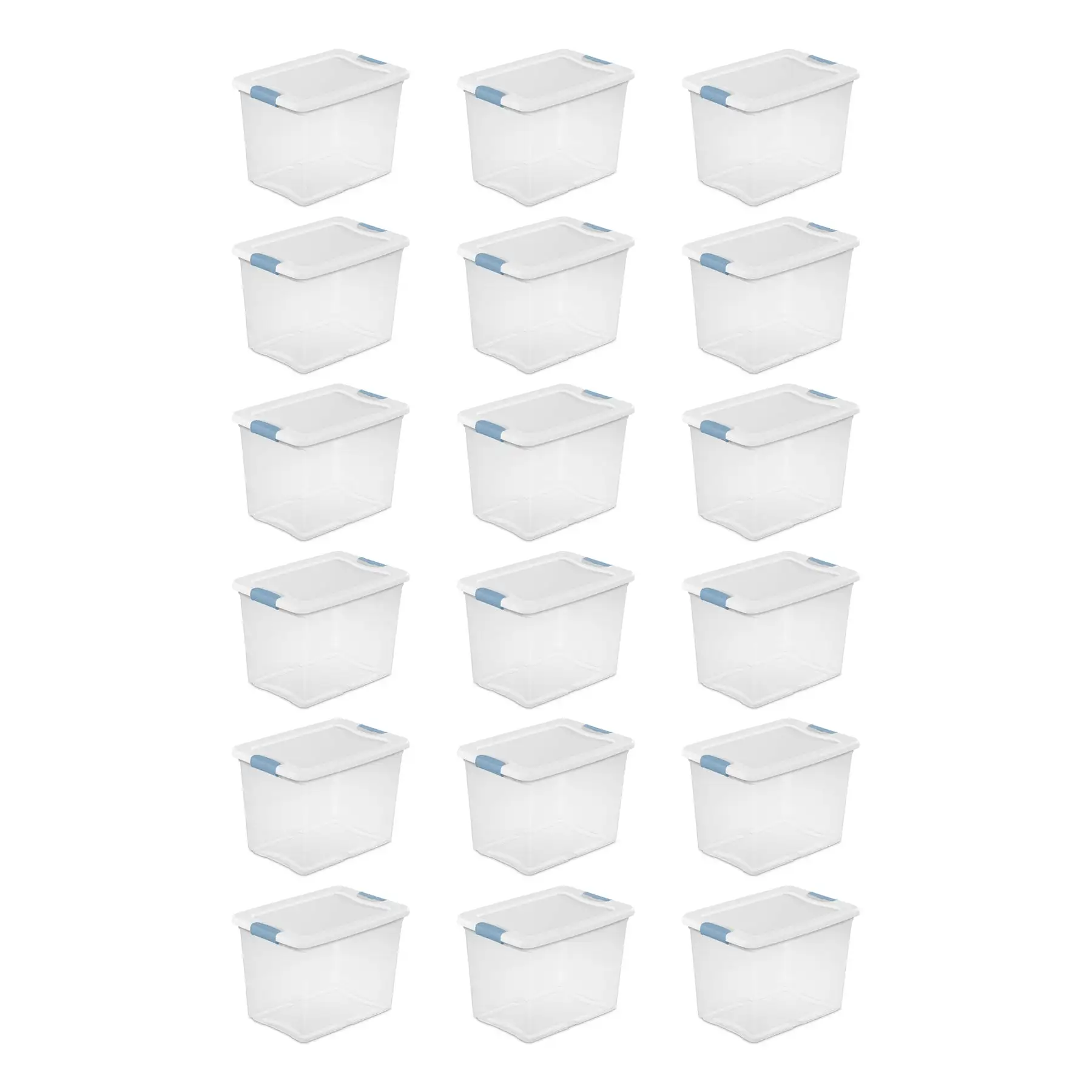 Sterilite 25 Quart Latching Storage Box, Stackable Bin with Latch Lid, 18 Pack