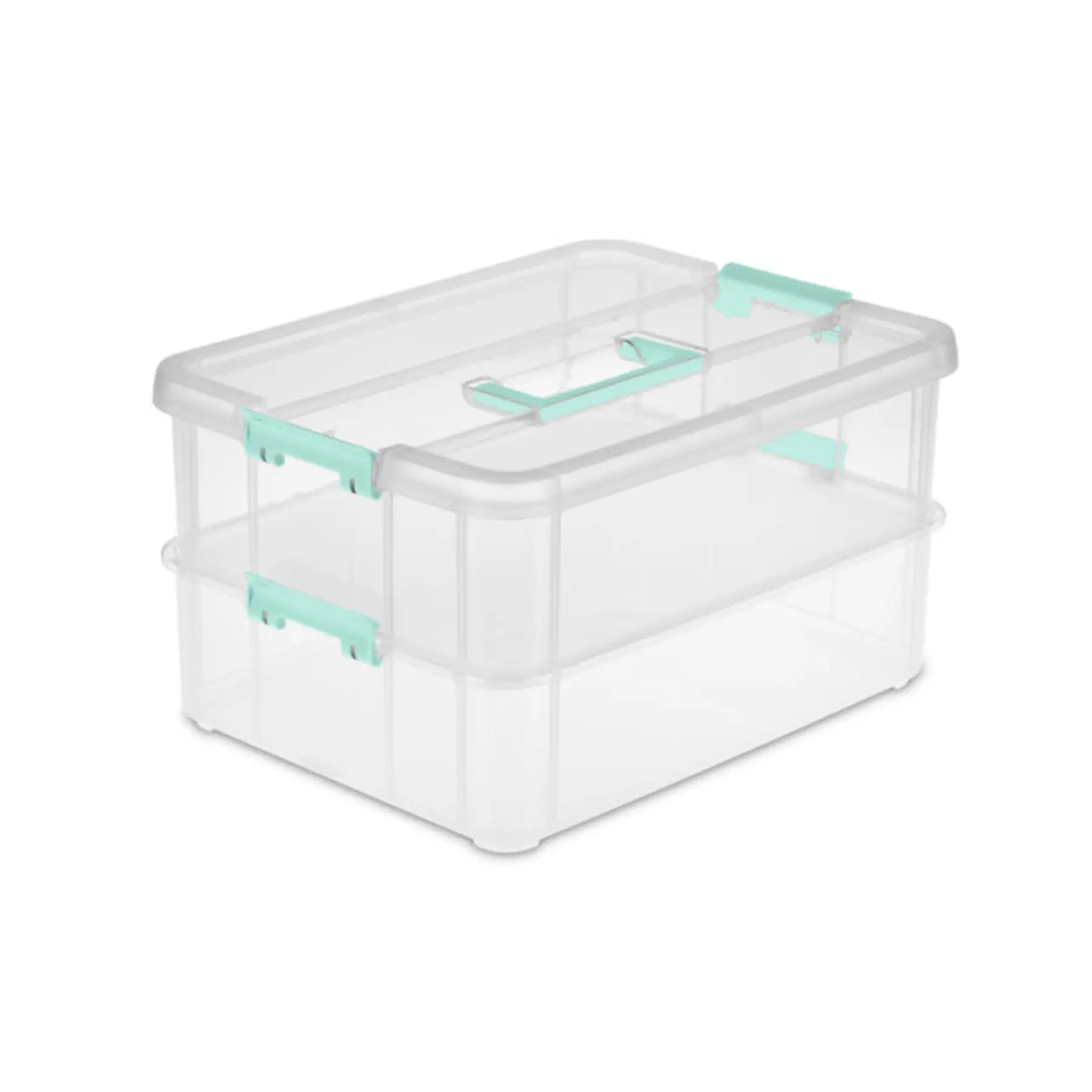 Sterilite Stack and Carry 2 Layer Handle Box Stackable Storage Container, 4 Pack