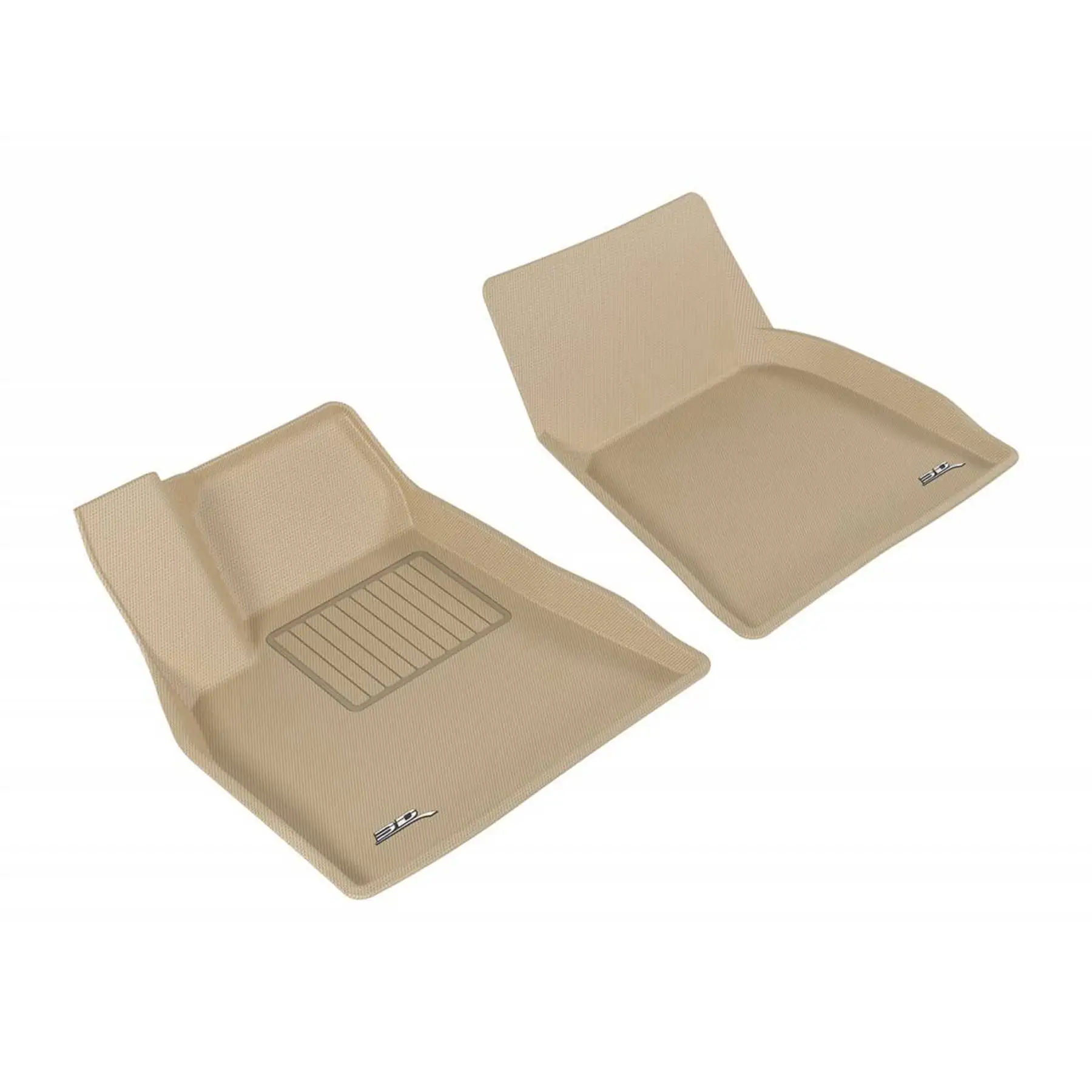 3D MAXpider Kagu Series Front Row Floor Mat Liners, 2012-2019 Tesla Model S, Tan