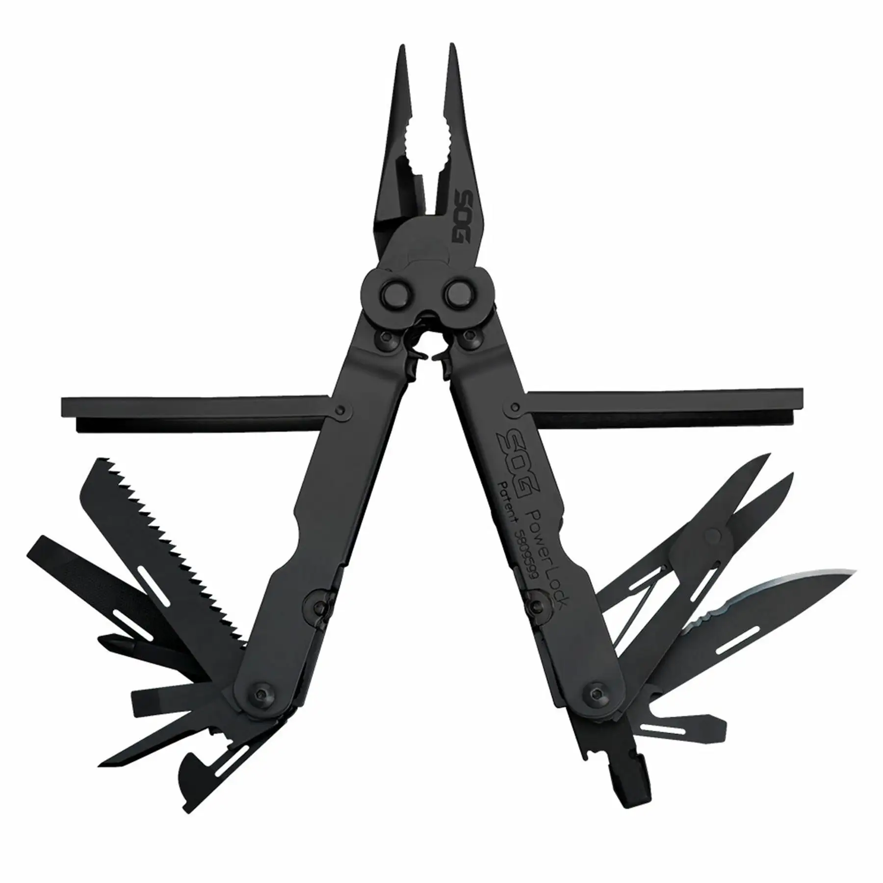 SOG PowerLock Stainless Steel Folding Knife 18 Tool Multi Tool Pliers, Black