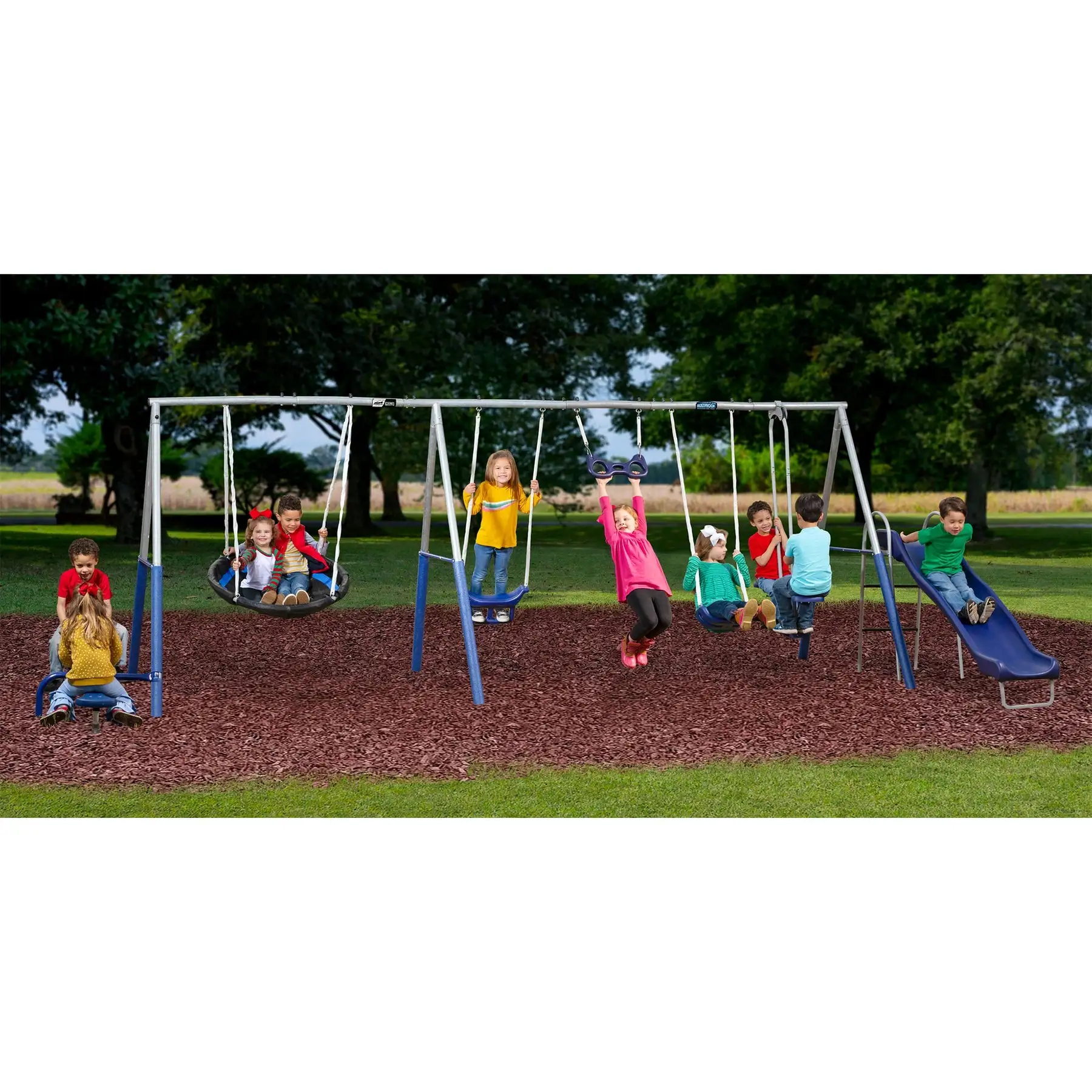 XDP Recreation Fun All Mighty Swing Set w/See Saw, Super Disc, Swings, & Slide - Image 2