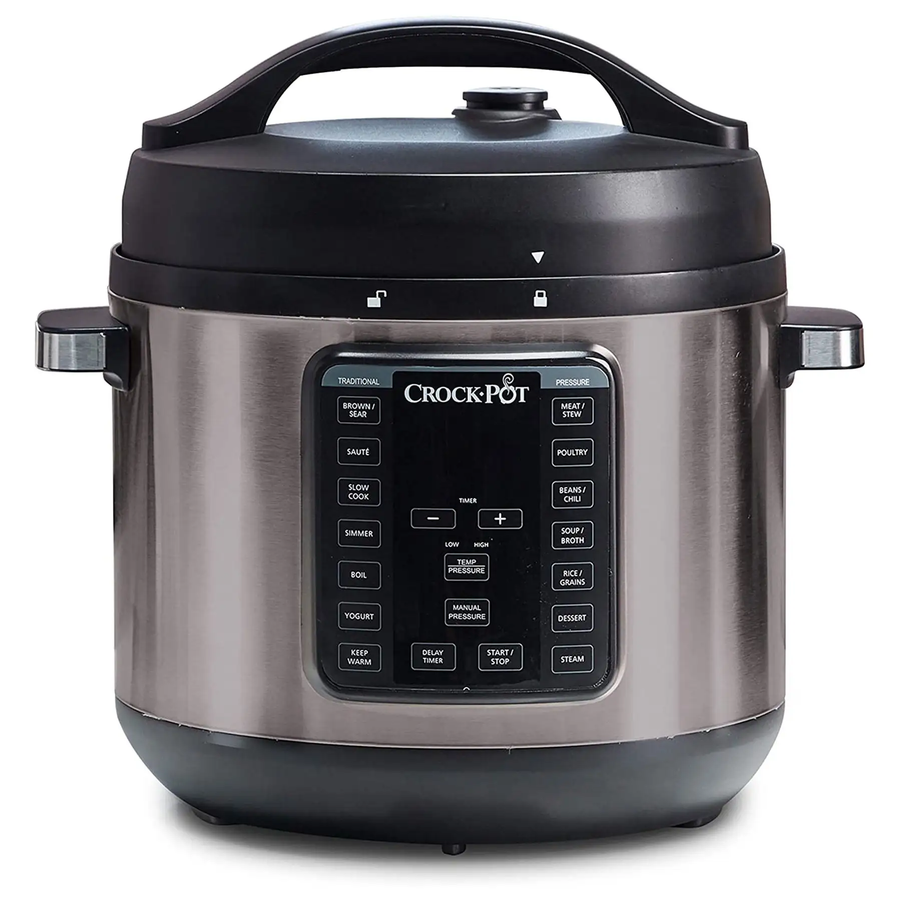 Crock-Pot 8 Quart 13 Program Stainless Steel Crock Pressure Cooker w/ Lid, Black