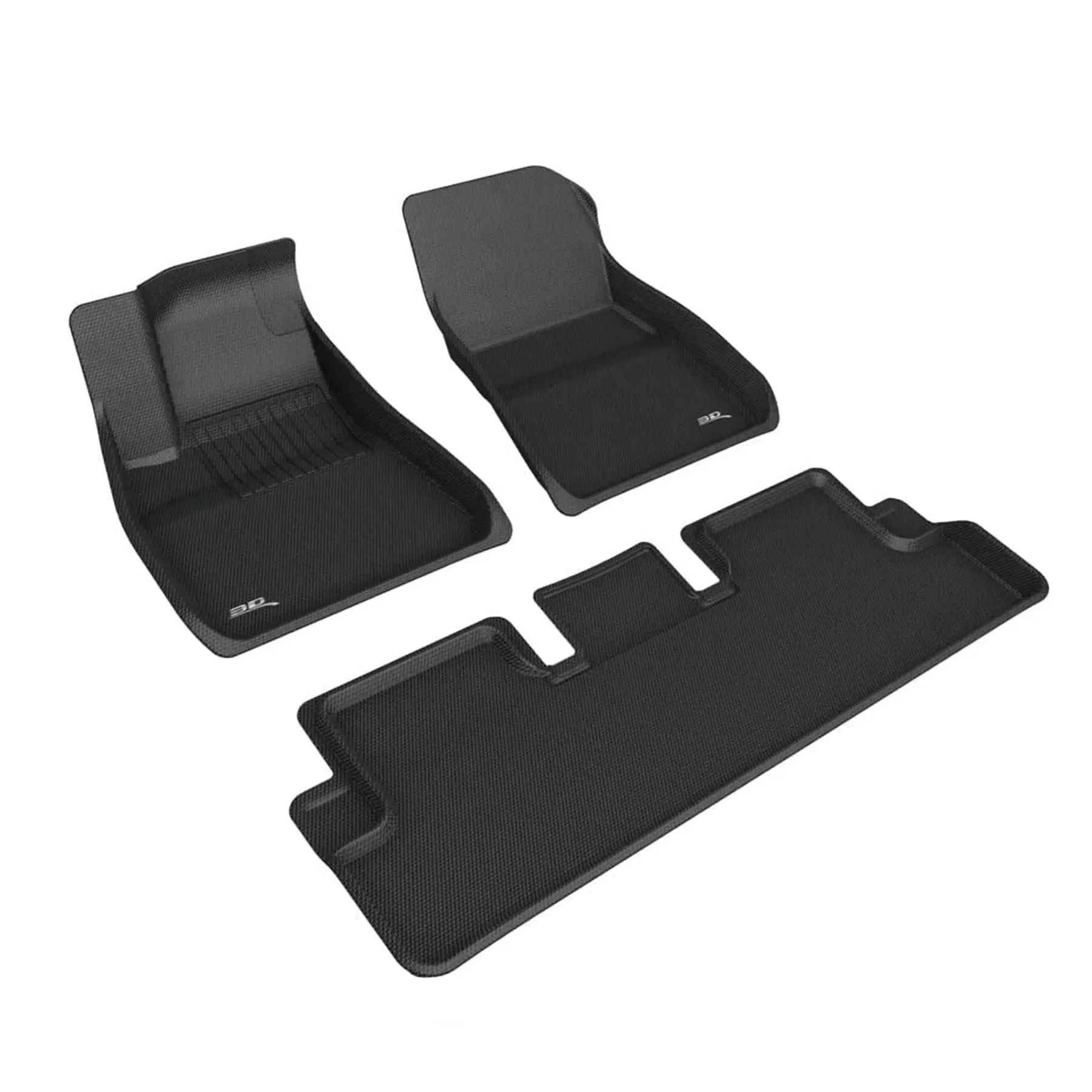 3D Kagu Series 1st/2nd Row Floor Mat Set, 20-23 Tesla Model 3, Black