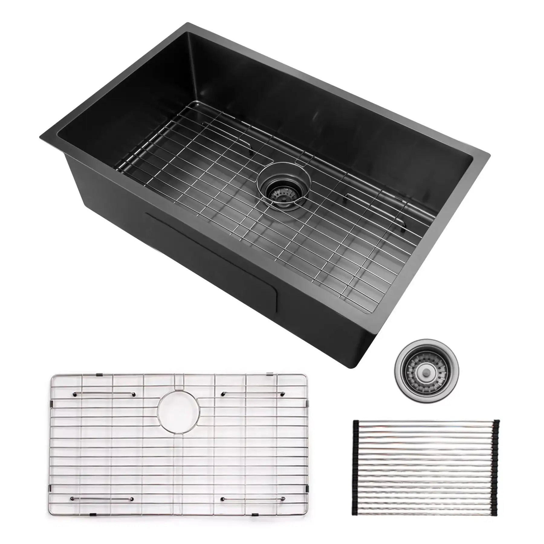 30x21in Stainless Steel Single Bowl Undermount Kitchen Sink Gunmetal