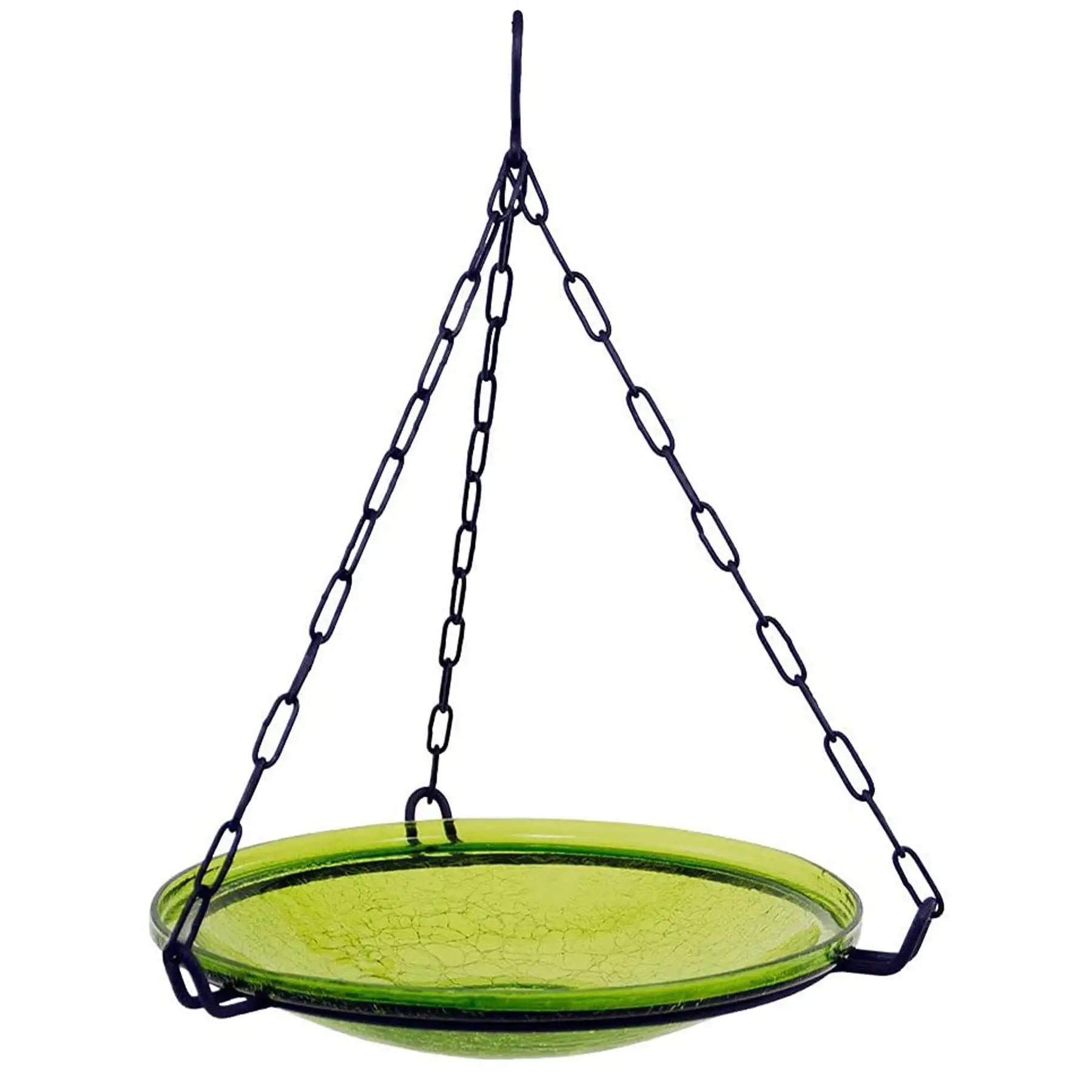 Achla Designs 14" Crackle Glass Birdbath Bowl w/ Rail Mount Bracket, Fern Green