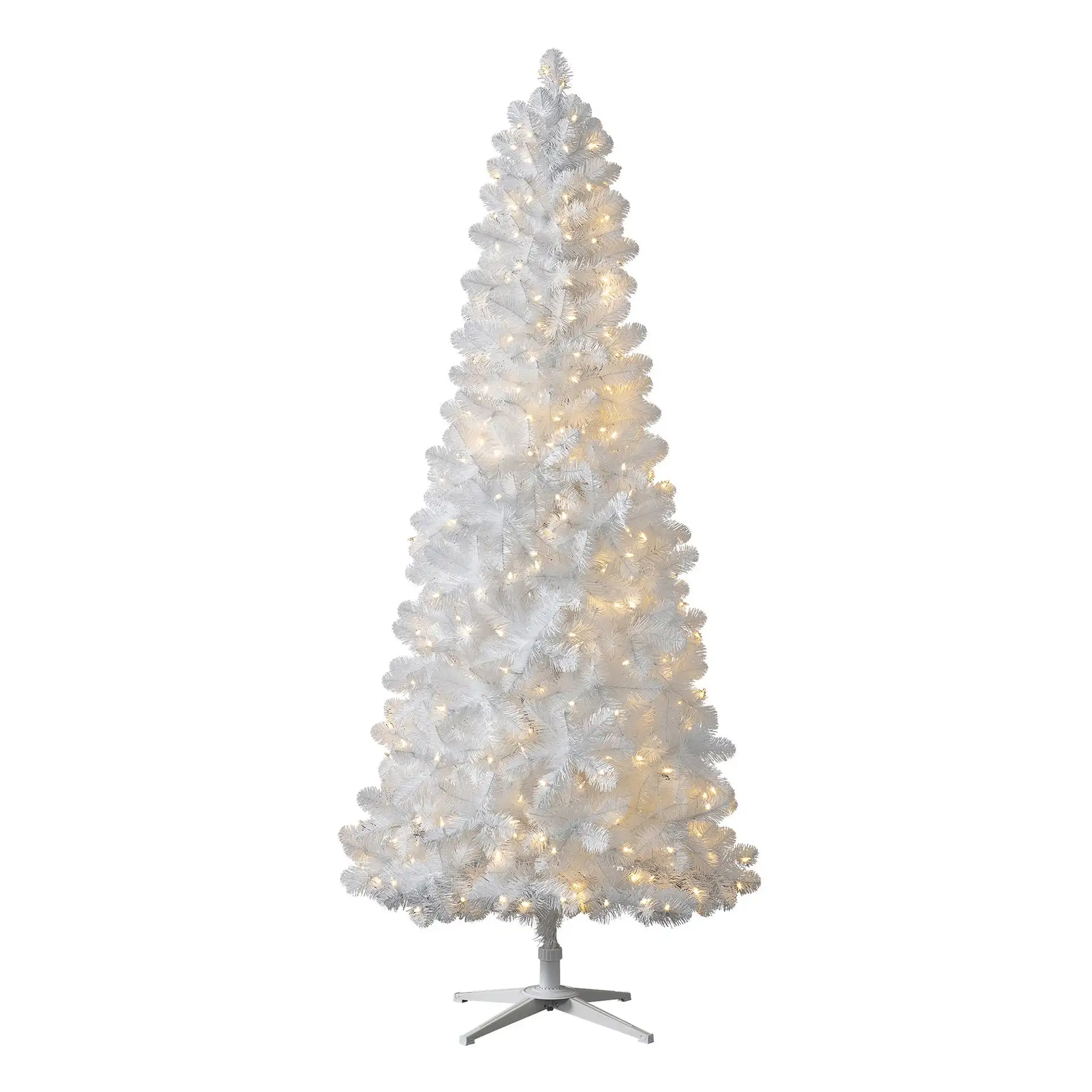 Treetopia All Snowed In White 8 Ft Artificial Prelit Slim Christmas Tree w/Stand