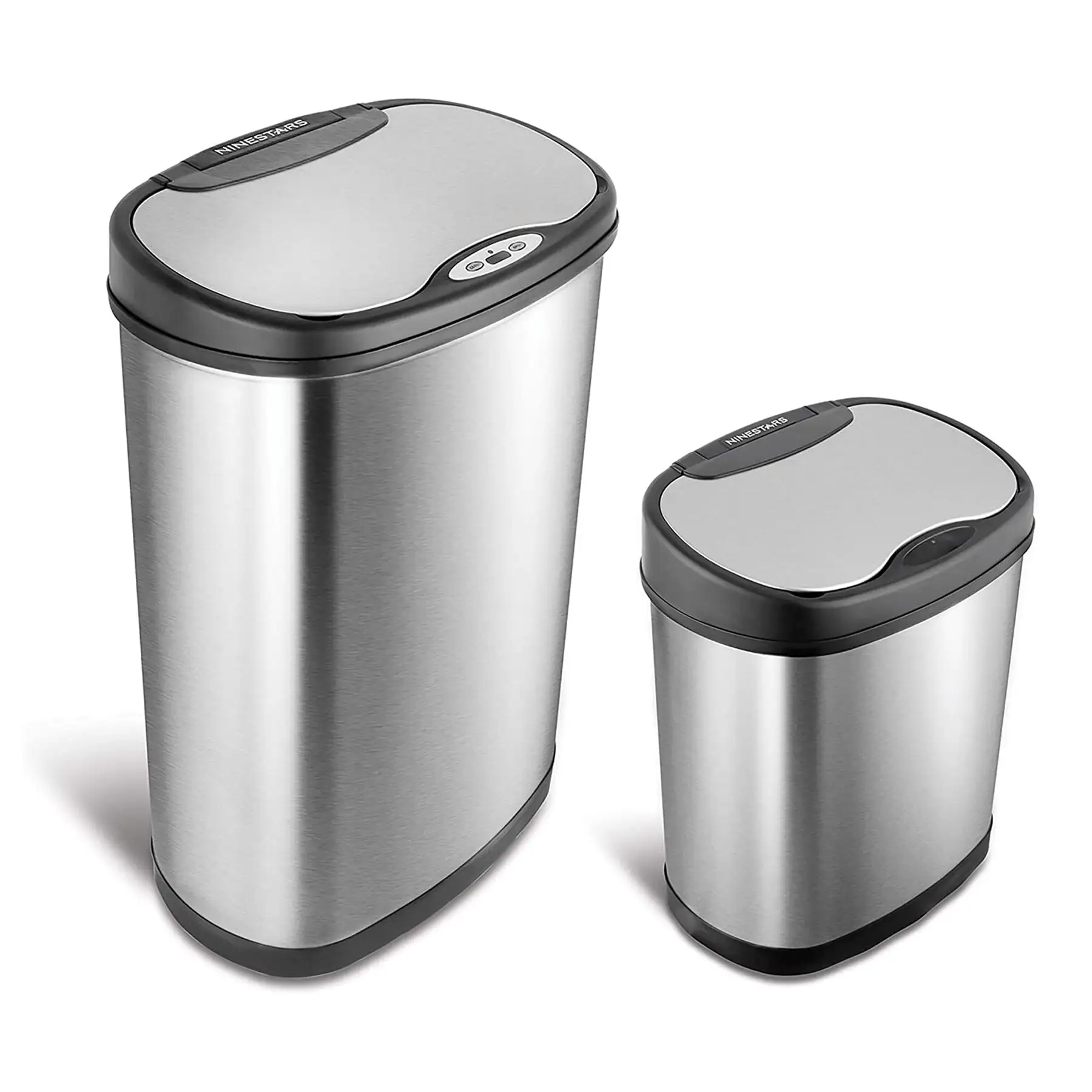 NINESTARS 13.2 Gallon & 3.2 Gallon Dual Stainless Steel Motion Sensor Trash Cans