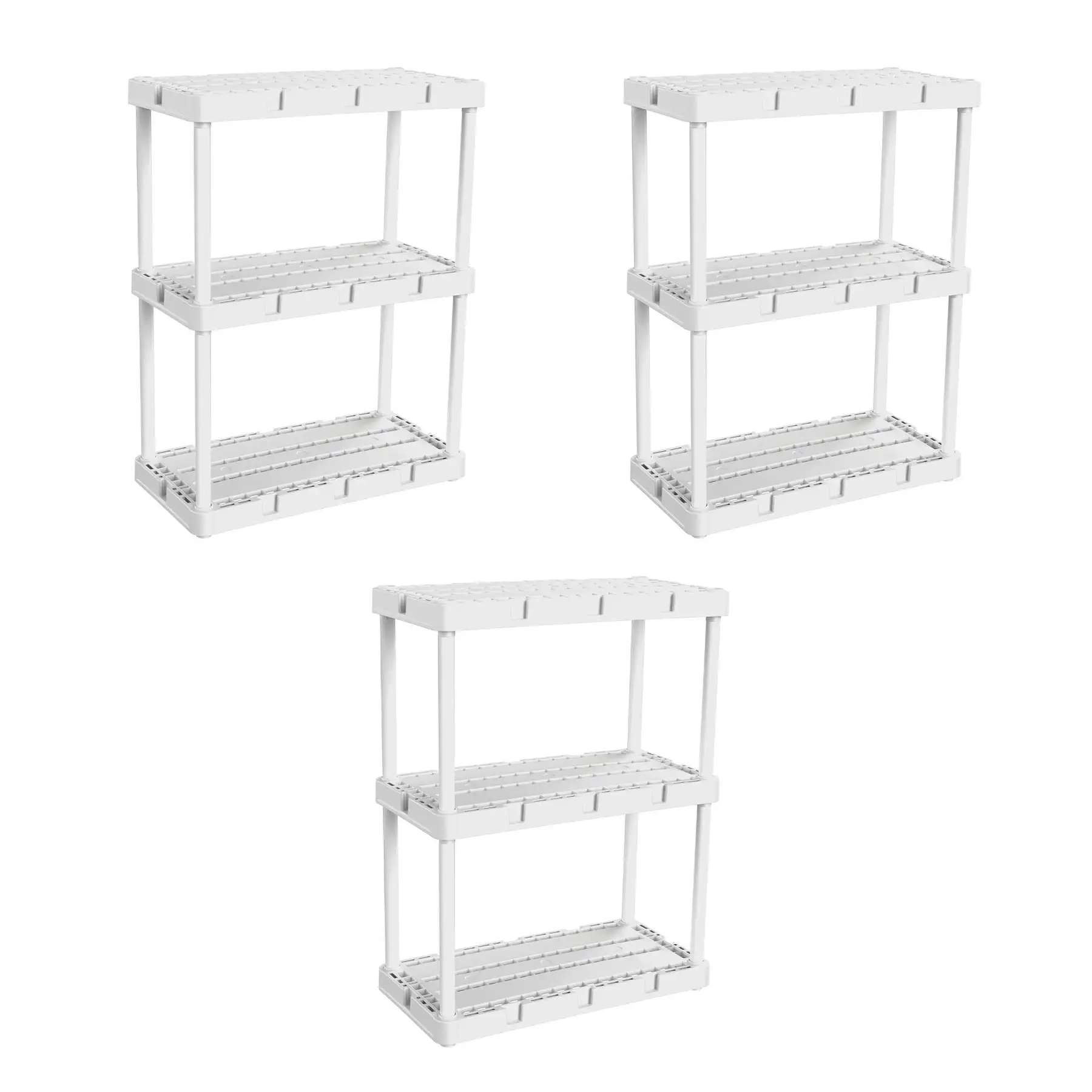 Gracious Living Knect A Shelf 3 Shelf Interlocking Organizers, White (3 Pack)