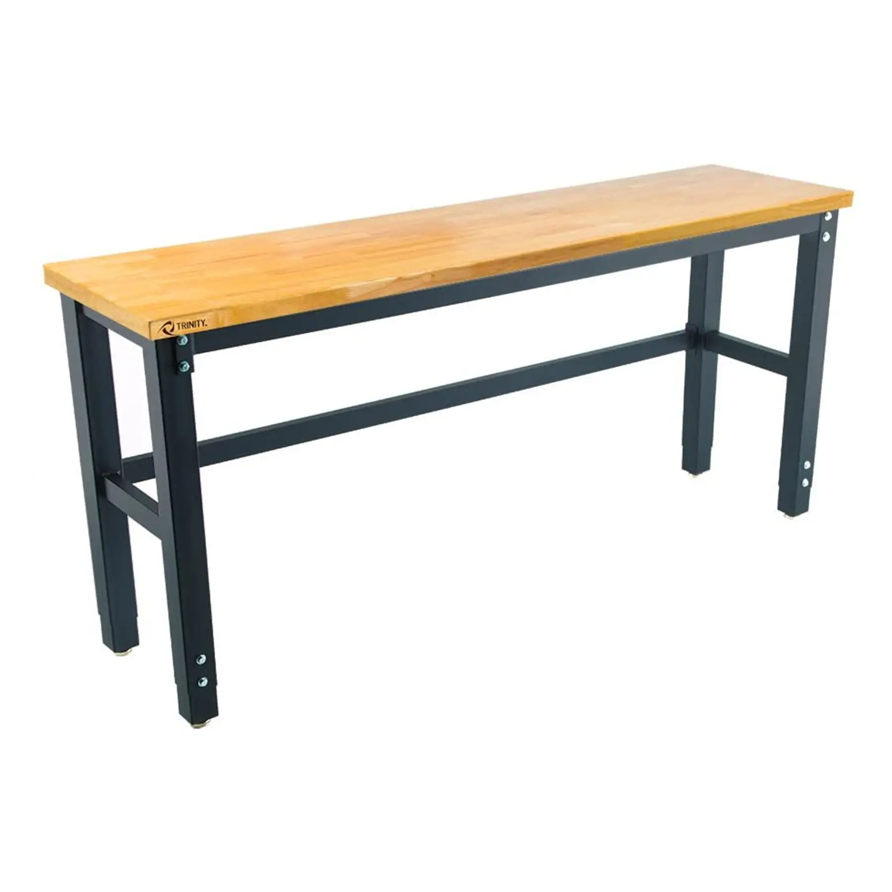 TRINITY 72 x 19 Inch Wood Top Adjustable Rubberwood Work Table for Workshop