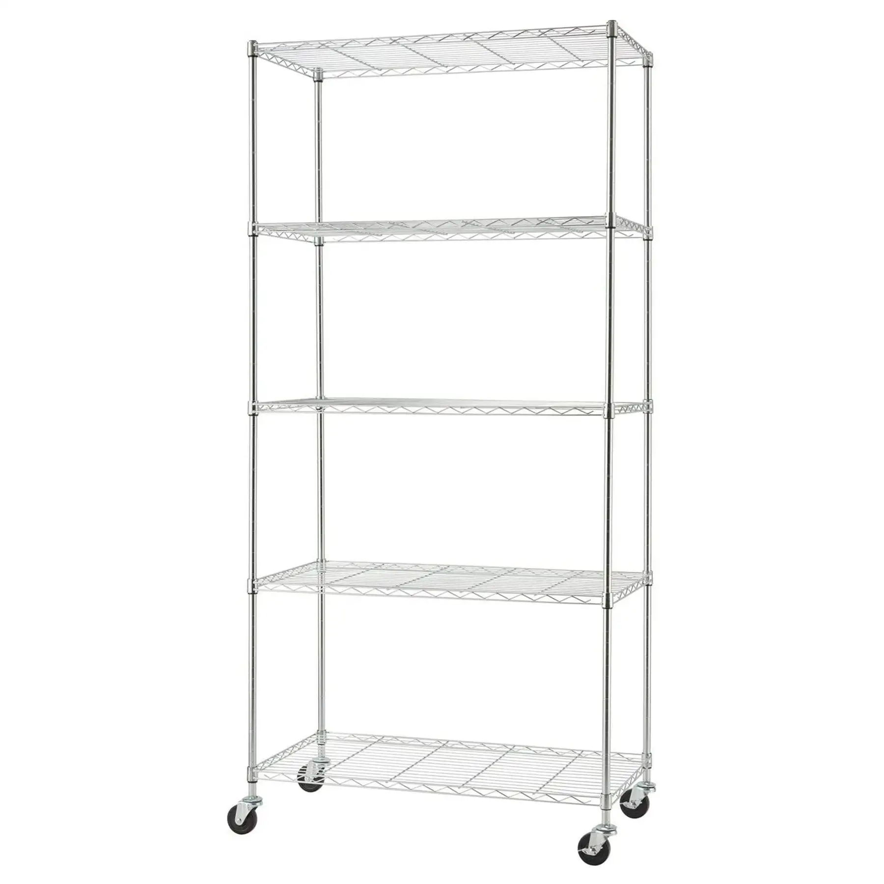 TRINITY BASICS EcoStorage 5 Tier Adjustable Wire Shelving with Wheels, Chrome