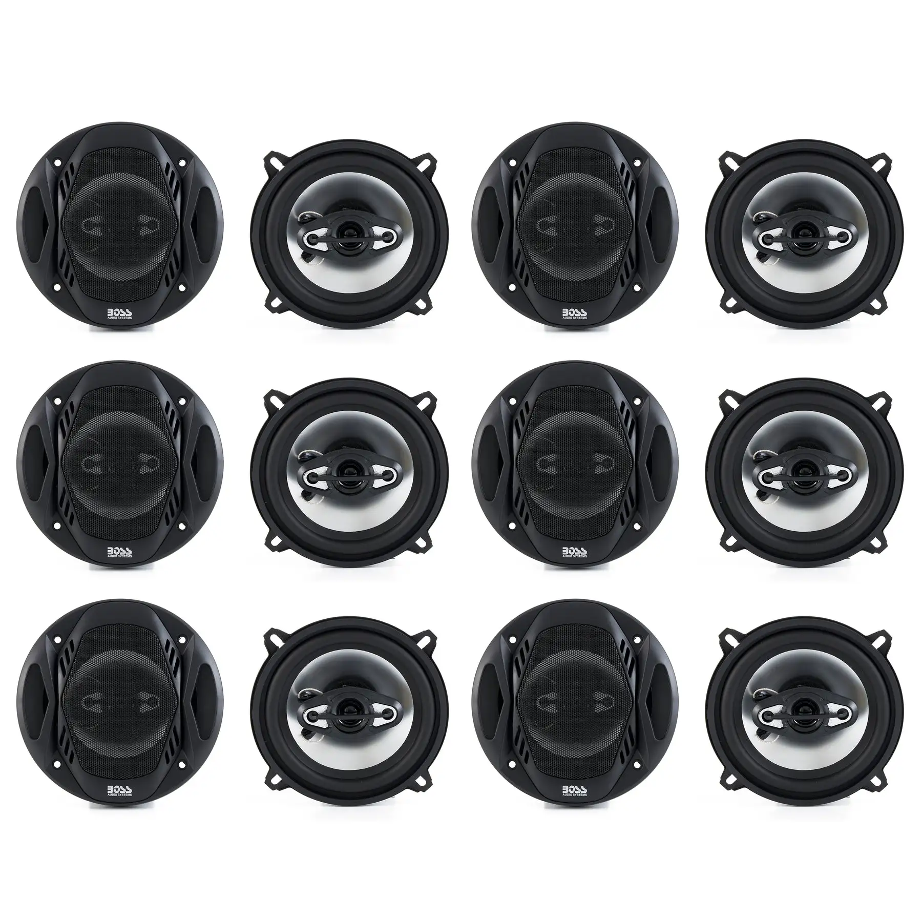 BOSS 5.25" 300W 4 Way Car Audio Coaxial Speakers Stereo Black 4 Ohm (6 Pack)