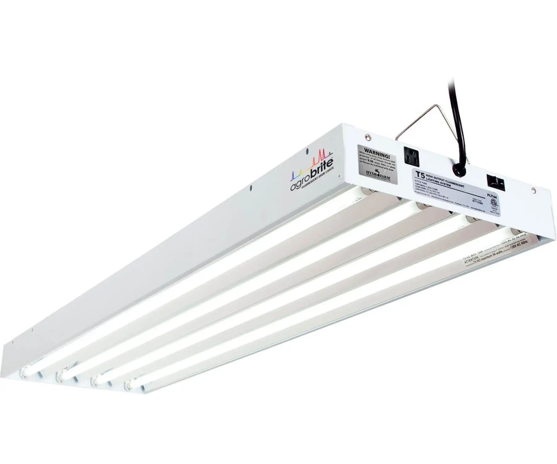 Hydrofarm FLT44 Agrobrite 4-Tube Hydroponic 4' Grow Light Fixture 216W w/ Bulbs