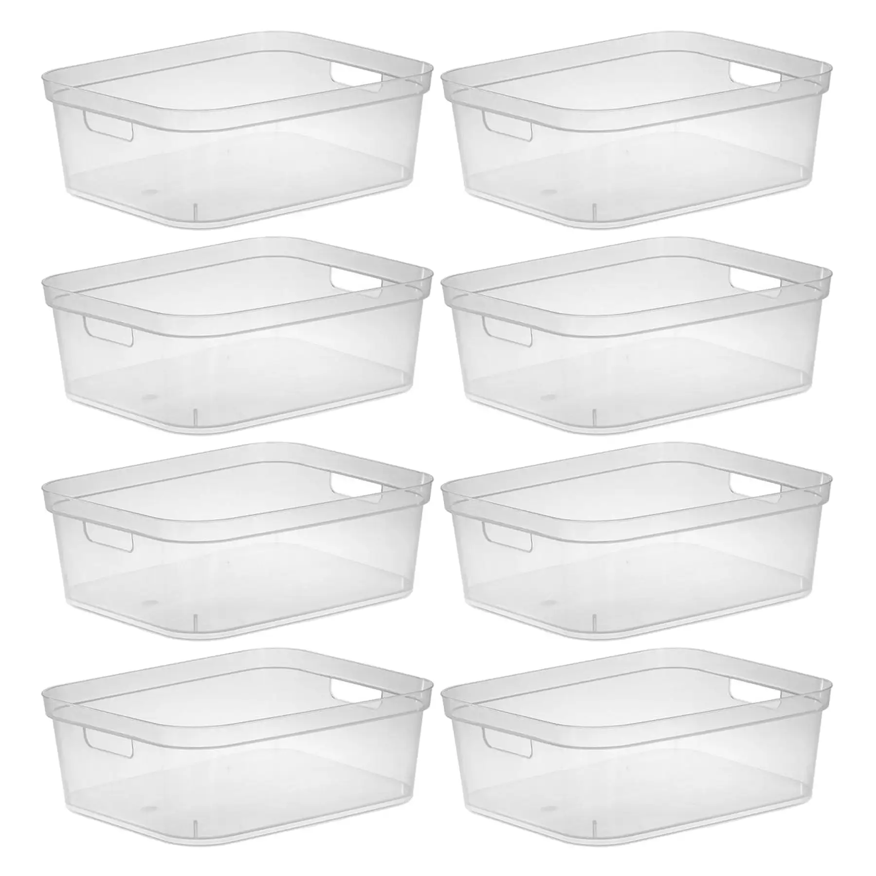 Sterilite 5.25 x 12 x 15 Inch Storage Bin w/ Carry Through Handles, Clear, 8 Ct