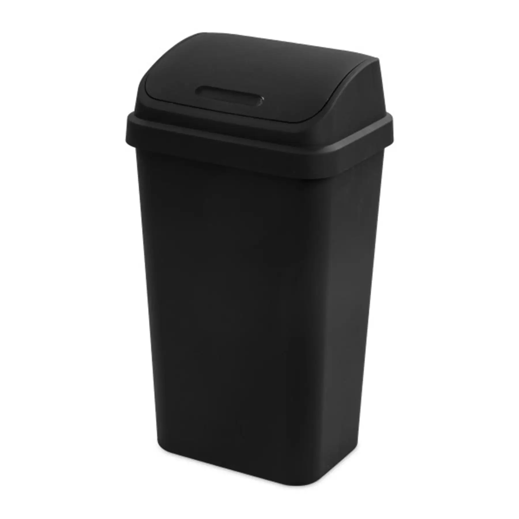 Sterilite 13 Gal Kitchen Swing Top Lidded Wastebasket Trash Can, Black (16 Pack)