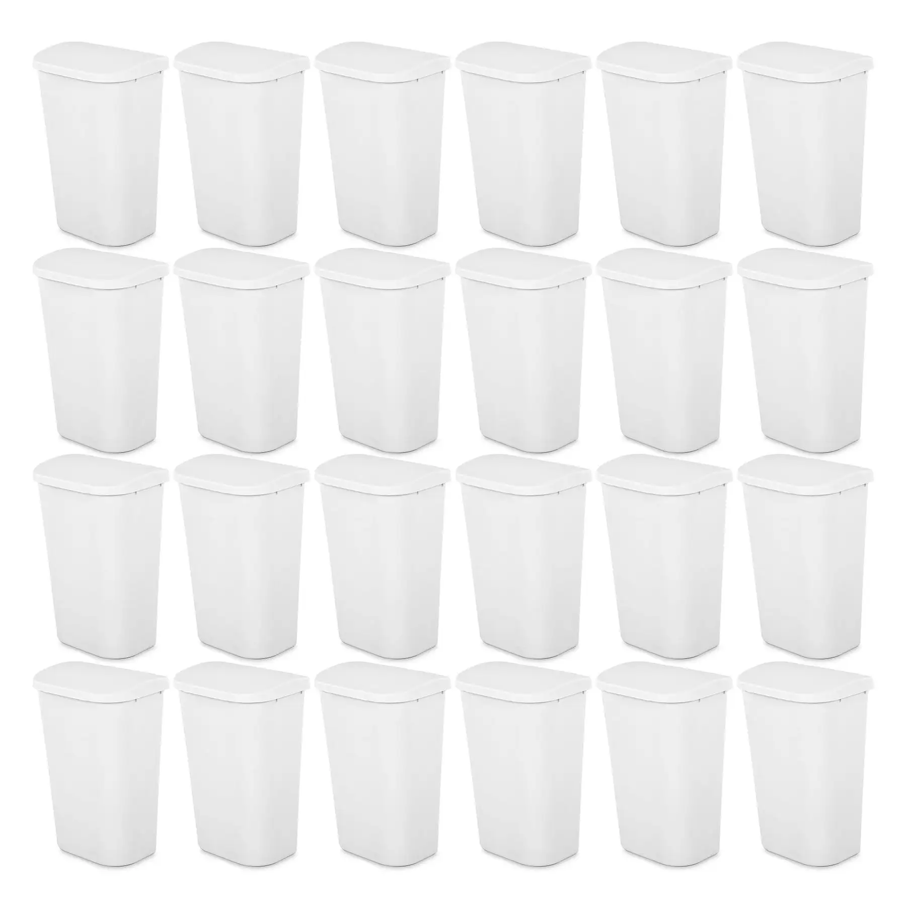 Sterilite 11.3 Gal Lift Top Lid Wastebasket Kitchen Trash Can, White (24 Pack)