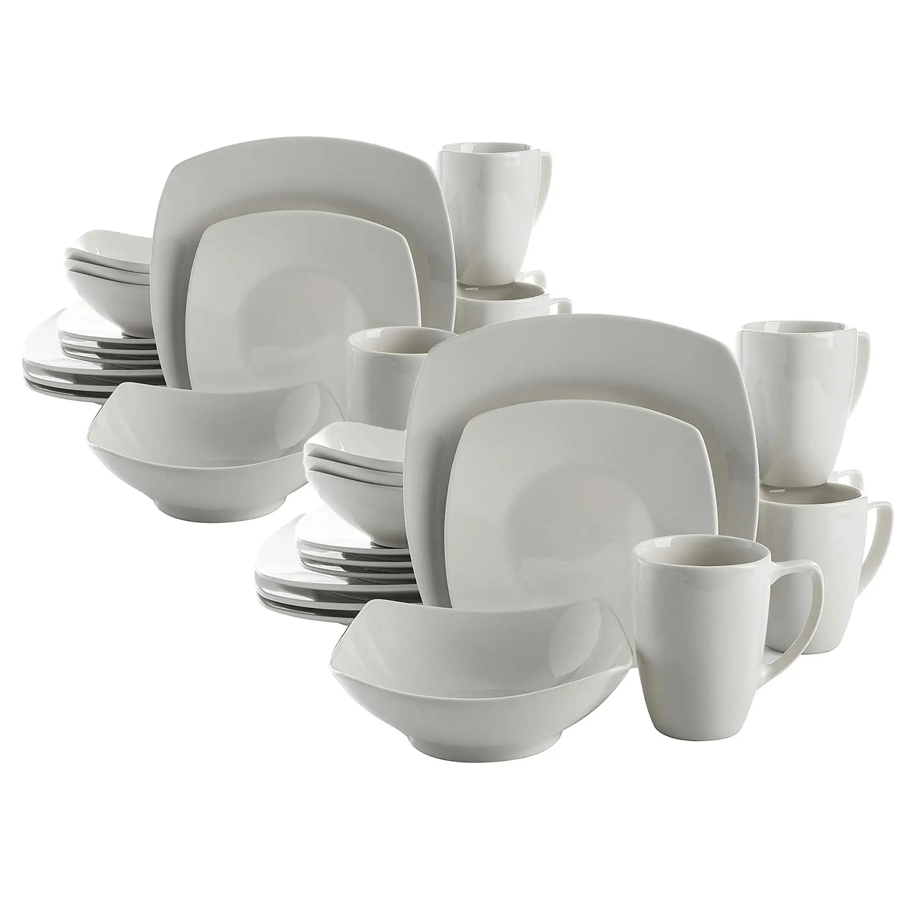 Gibson 102539.16RM Porcelain Zen Buffet 16 Piece Dinnerware Set, White (2 Pack)