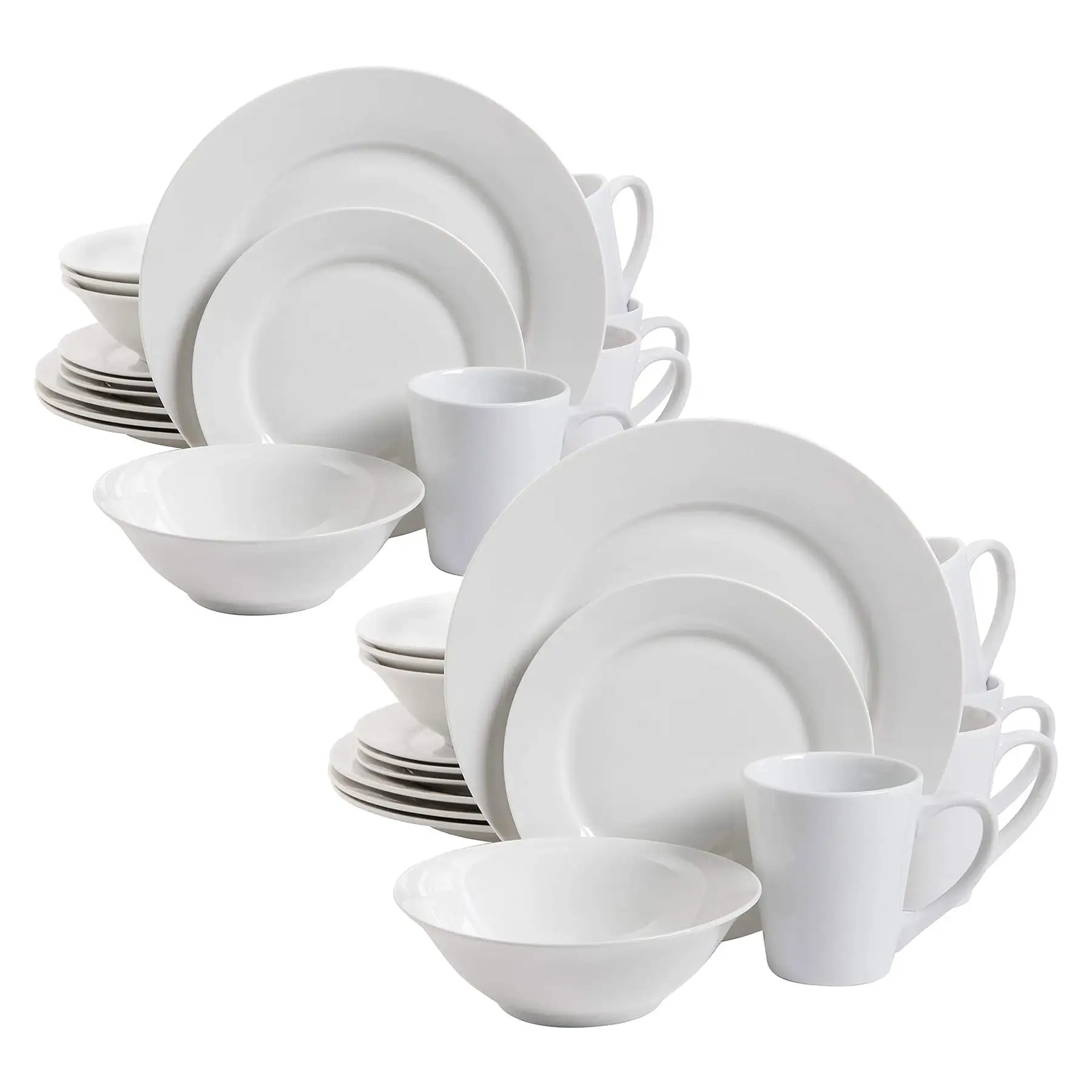 Gibson Porcelain Zen Buffet 16 Piece Round Full Dinnerware Set, White (2 Pack)