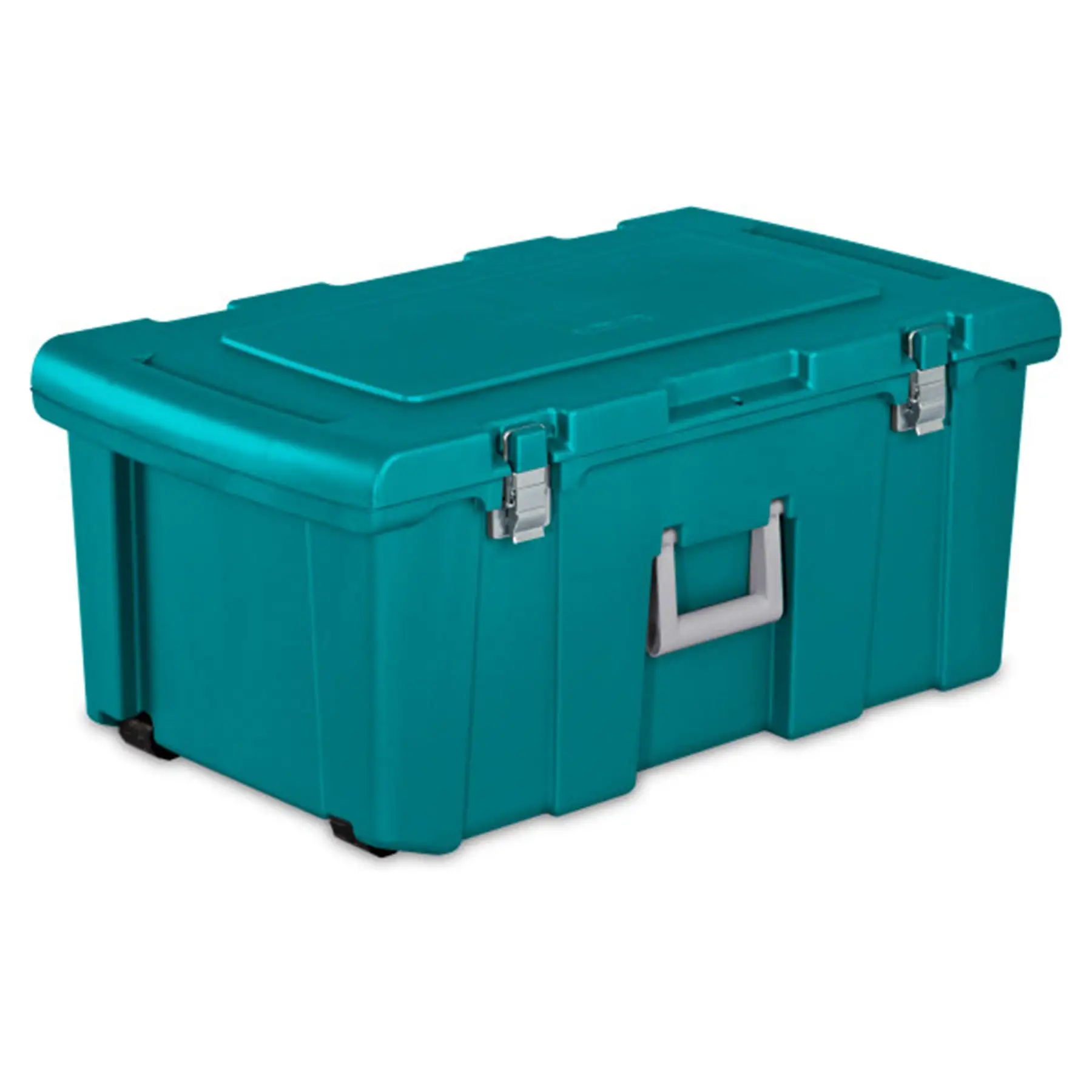 Sterilite 16 Gallon Lockable Footlocker Toolbox Container Box with Wheels, Teal