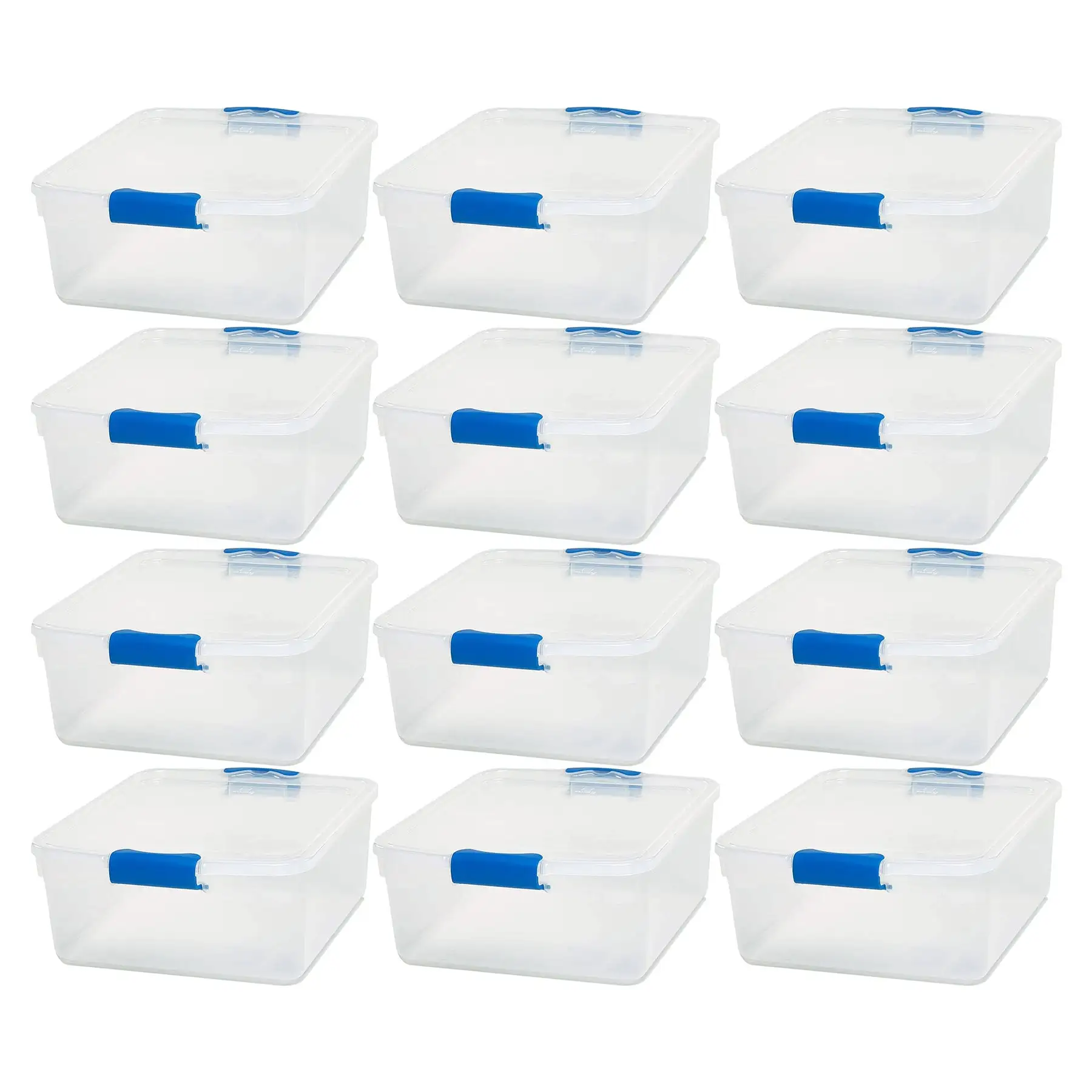 Homz 15.5 Quart Heavy Duty Clear Plastic Stackable Storage Containers, 12 Pack