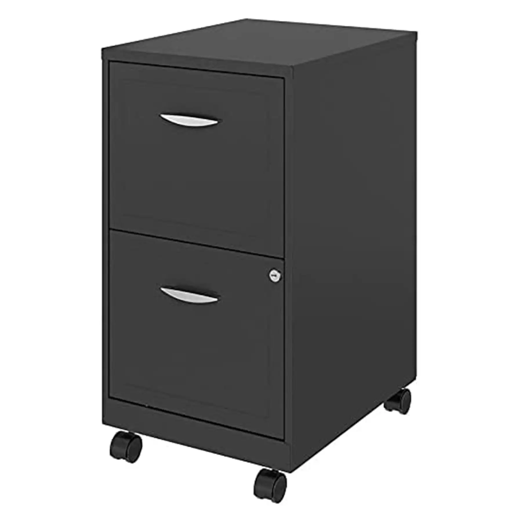 Space Solutions 18 Inch 2 Drawer Mobile Organizer Office Cabinet, Charcoal