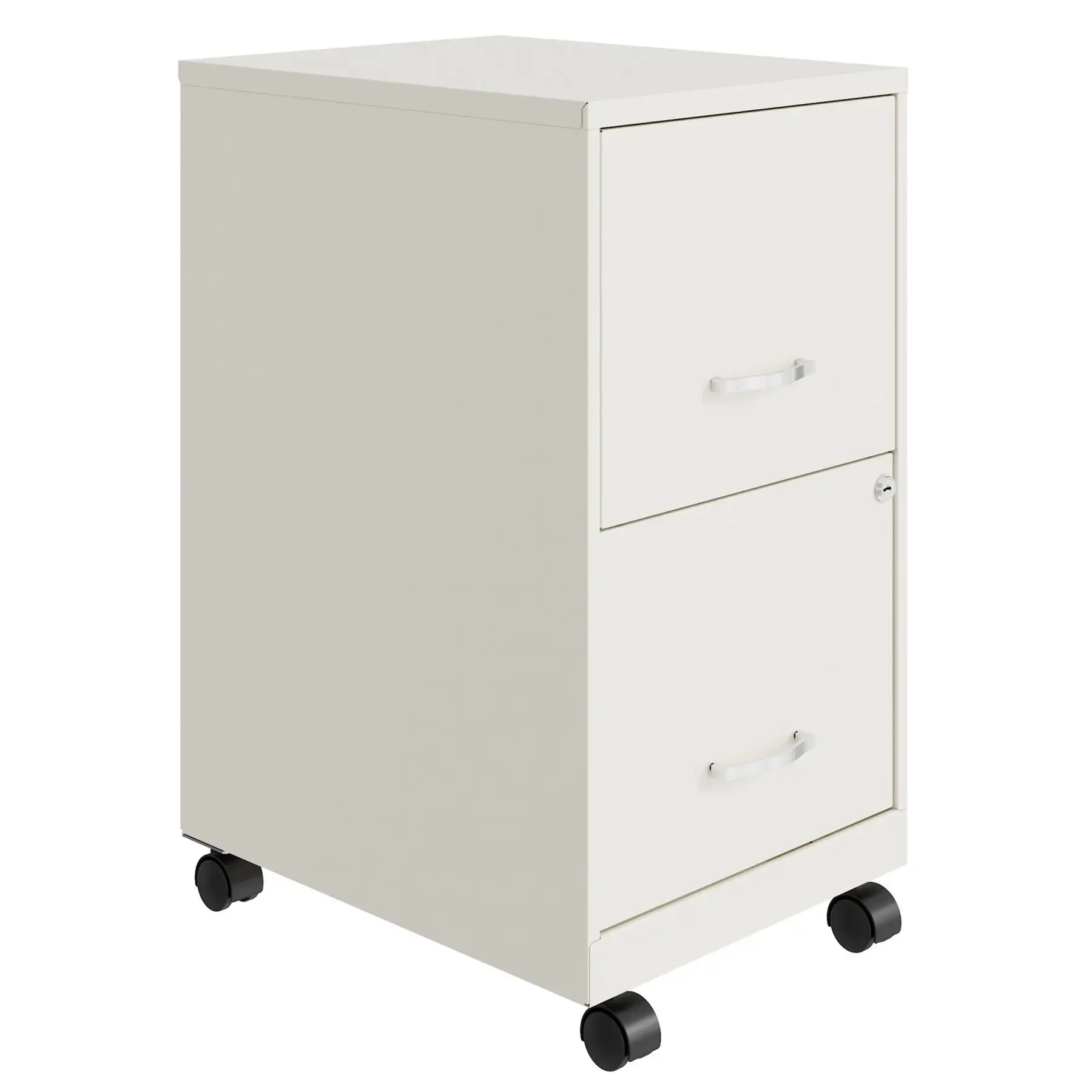 Space Solutions 18 Inch Wide 2 Drawer Mobile Cabinet for Office, Pearl White