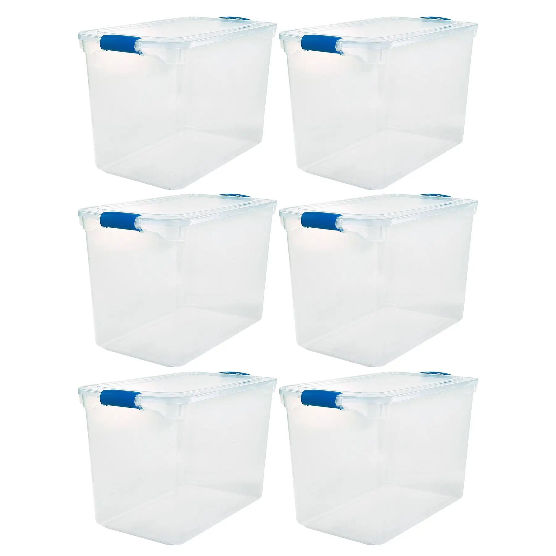 Homz 112-Quart Clear Plastic Stackable Storage Containers w/ Latch Lid, 6 Pack