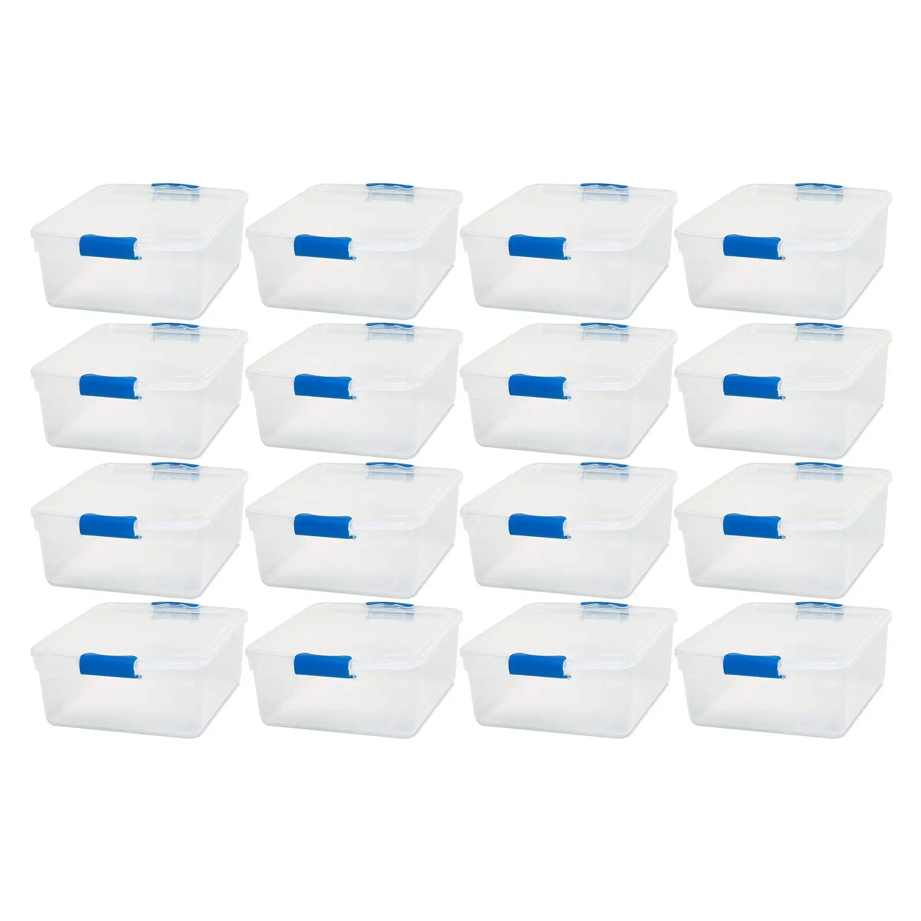 Homz 15.5 Quart Heavy Duty Clear Plastic Stackable Storage Containers, 16 Pack