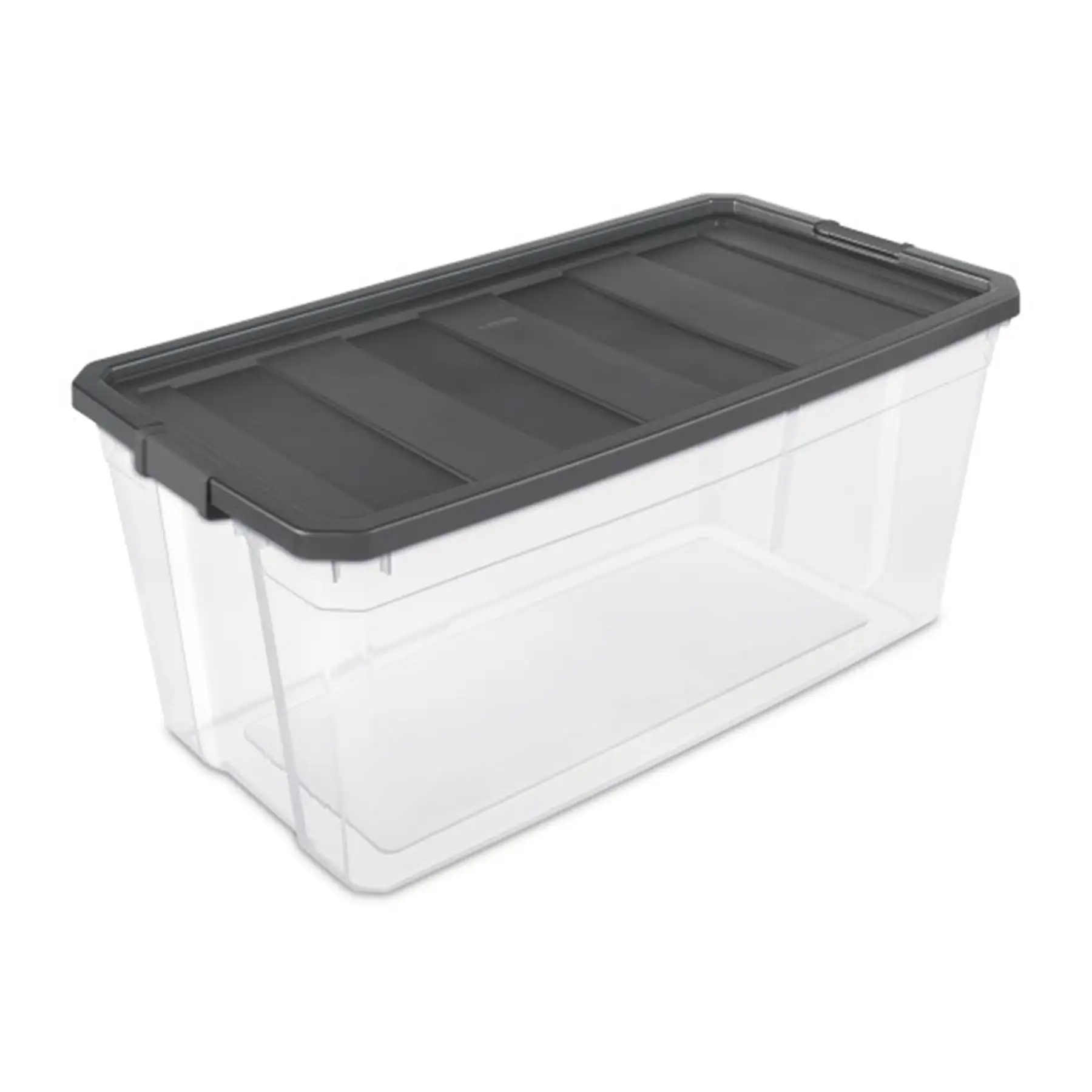 Sterilite 200 Quart Clear Stackable Latching Storage Box Container, Grey, 3 Pack