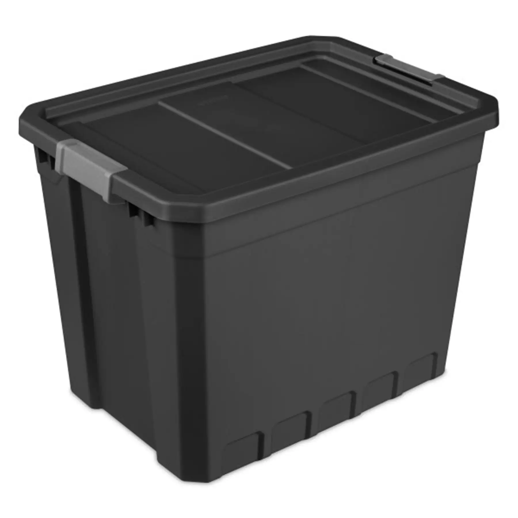 Sterilite 27 Gal Rugged Industrial Stackable Storage Tote w/ Lid, Black, 16 Pack