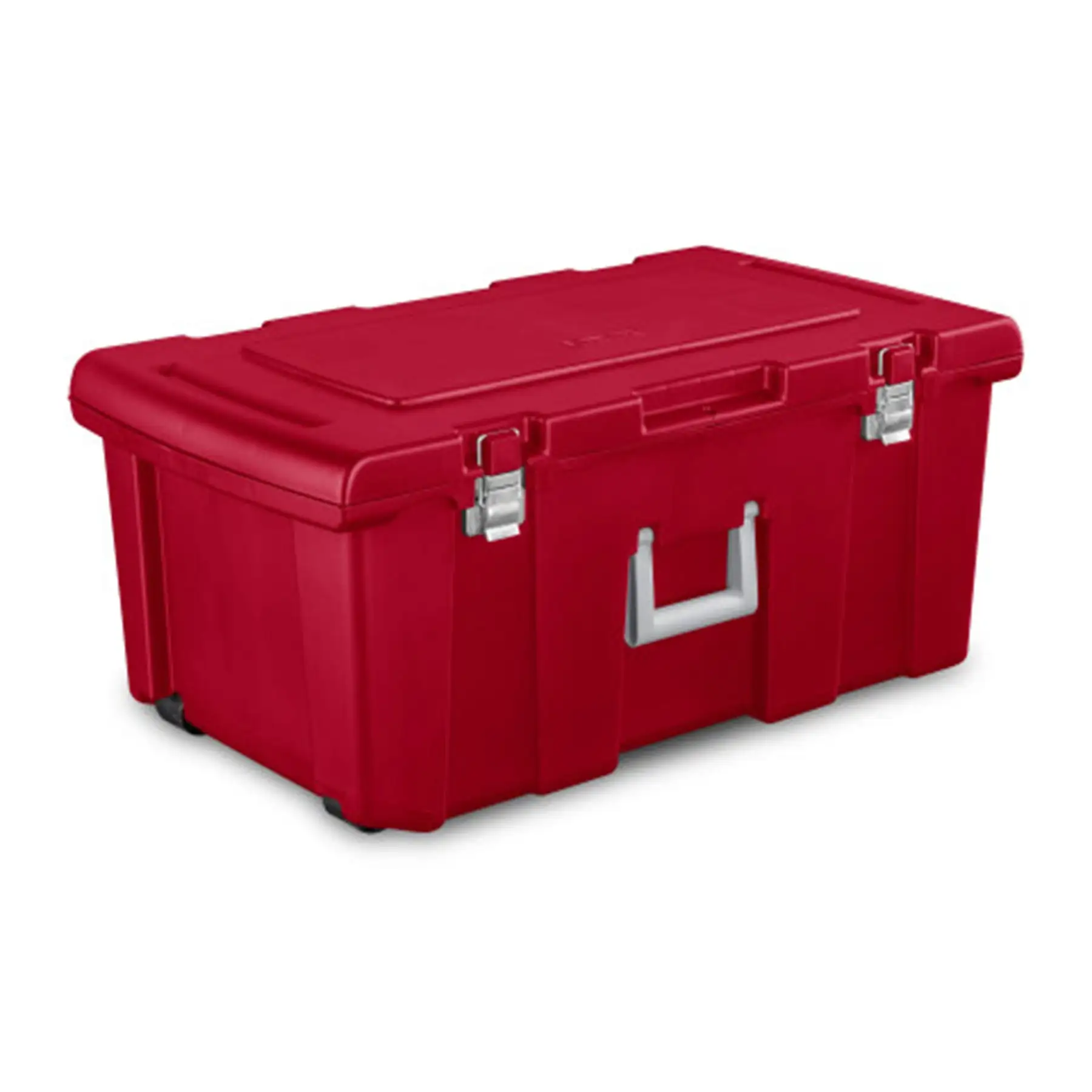 Sterilite 23 Gallon Footlocker Toolbox Container w/ Wheels, Infra Red, 2 Pack