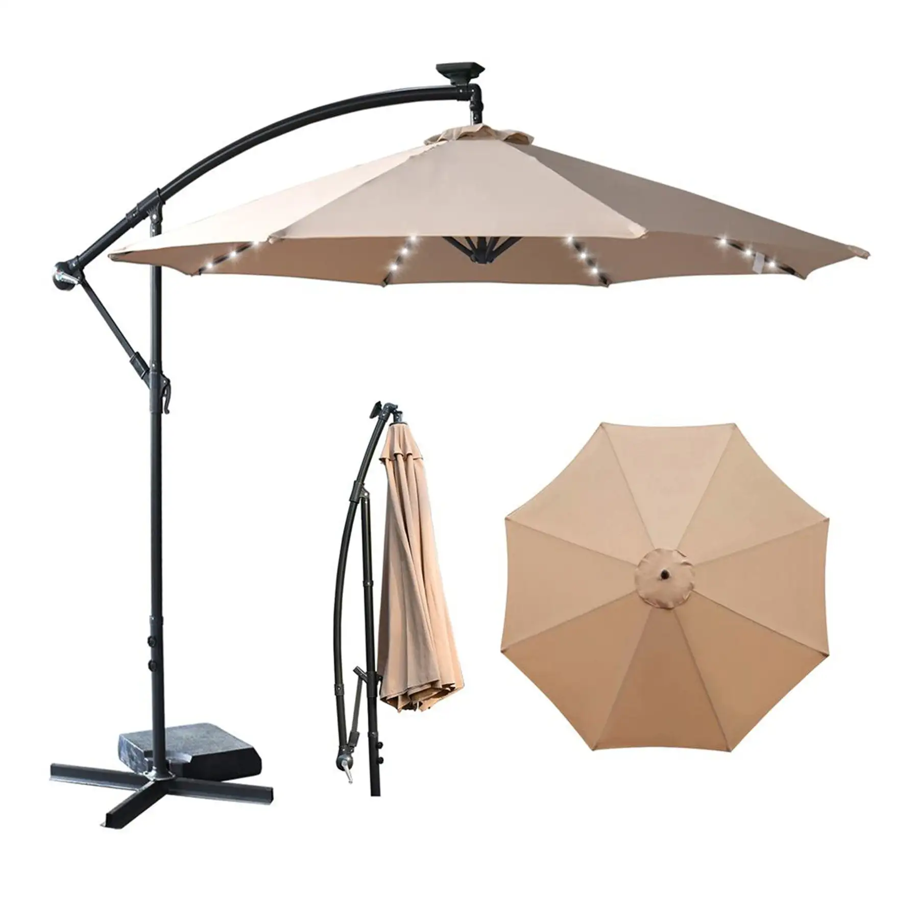 Serenelife 10 Foot Hanging Garden Lawn Deck Patio Umbrella with Push Button Tilt