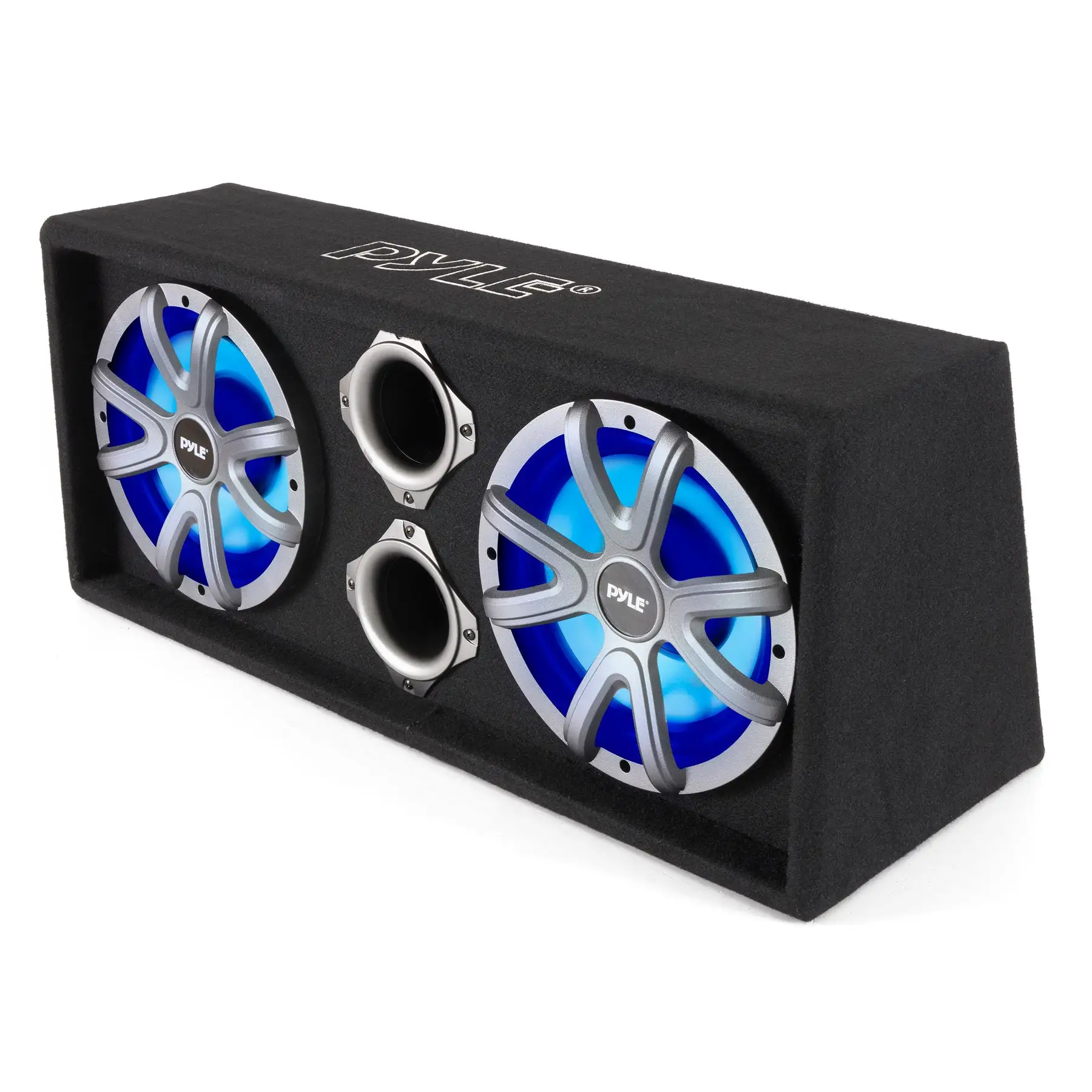 Pyle 10 Inch 1100 Watt Slim Mount Truck Audio Dual Bass Subwoofer Box System