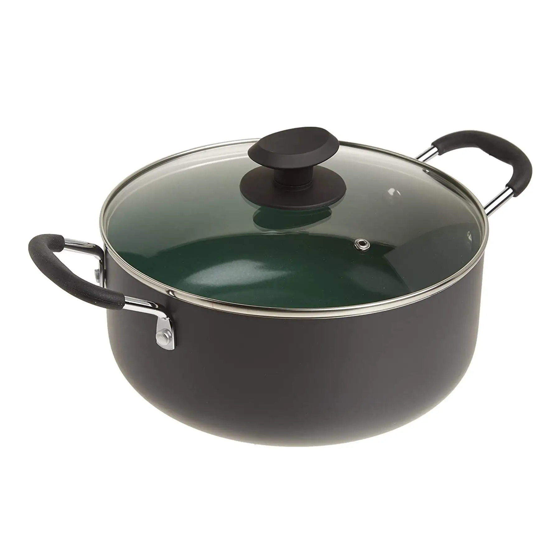 Gibson Hummington Non-Stick Ceramic 5-Quart Dutch Oven with Lid, Grey and Green