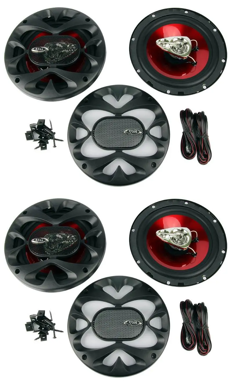 4) New BOSS CH6530 6.5" 3-Way 600W Car Audio Coaxial Speakers Stereo Red